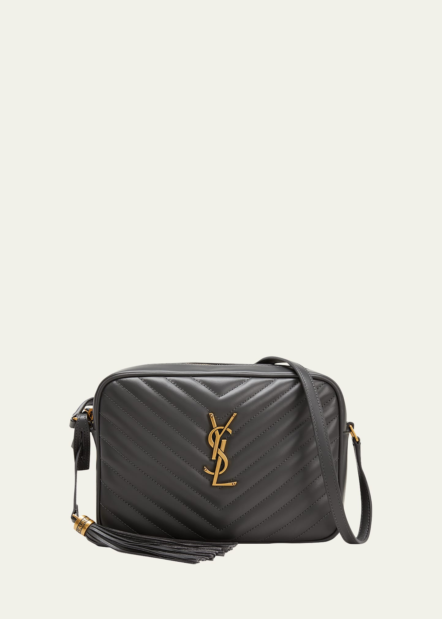 Saint Laurent Lou Medium Ysl Quilted Camera Crossbody Bag With Pocket In Storm