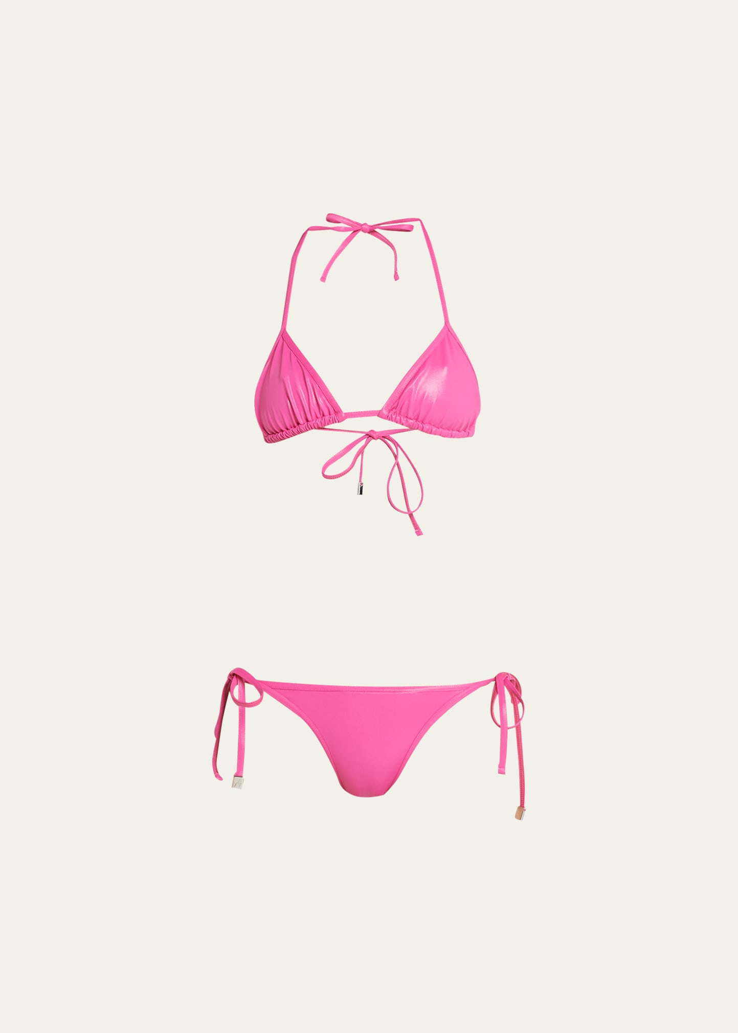 Attico Wet Lycra Two-piece Bikini Set In Fuchsia