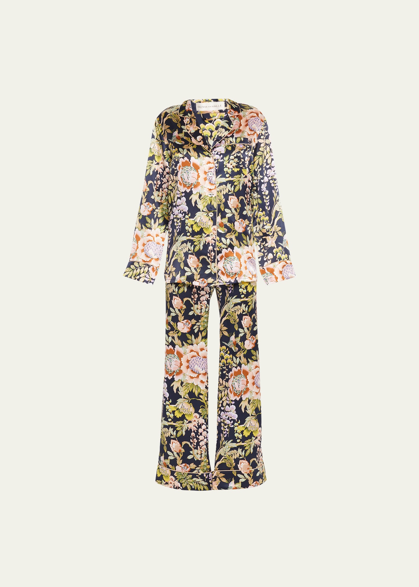 Lila Florens Floral-Print Silk Pajama Set