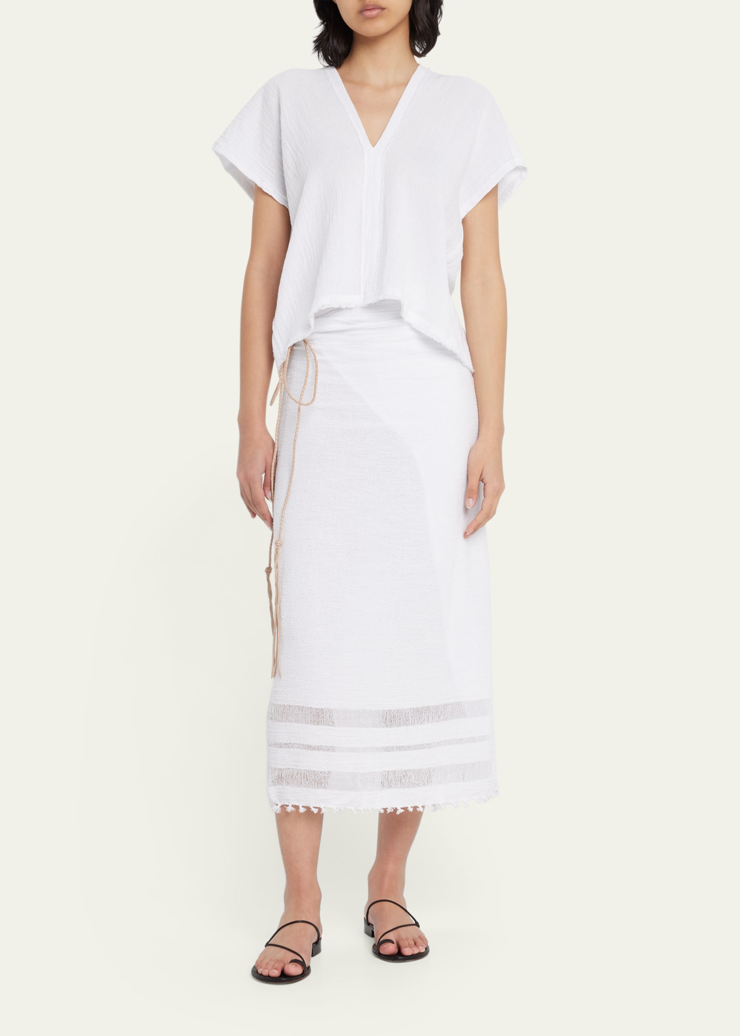 Caravana Pareo Leather Long Coverup In White