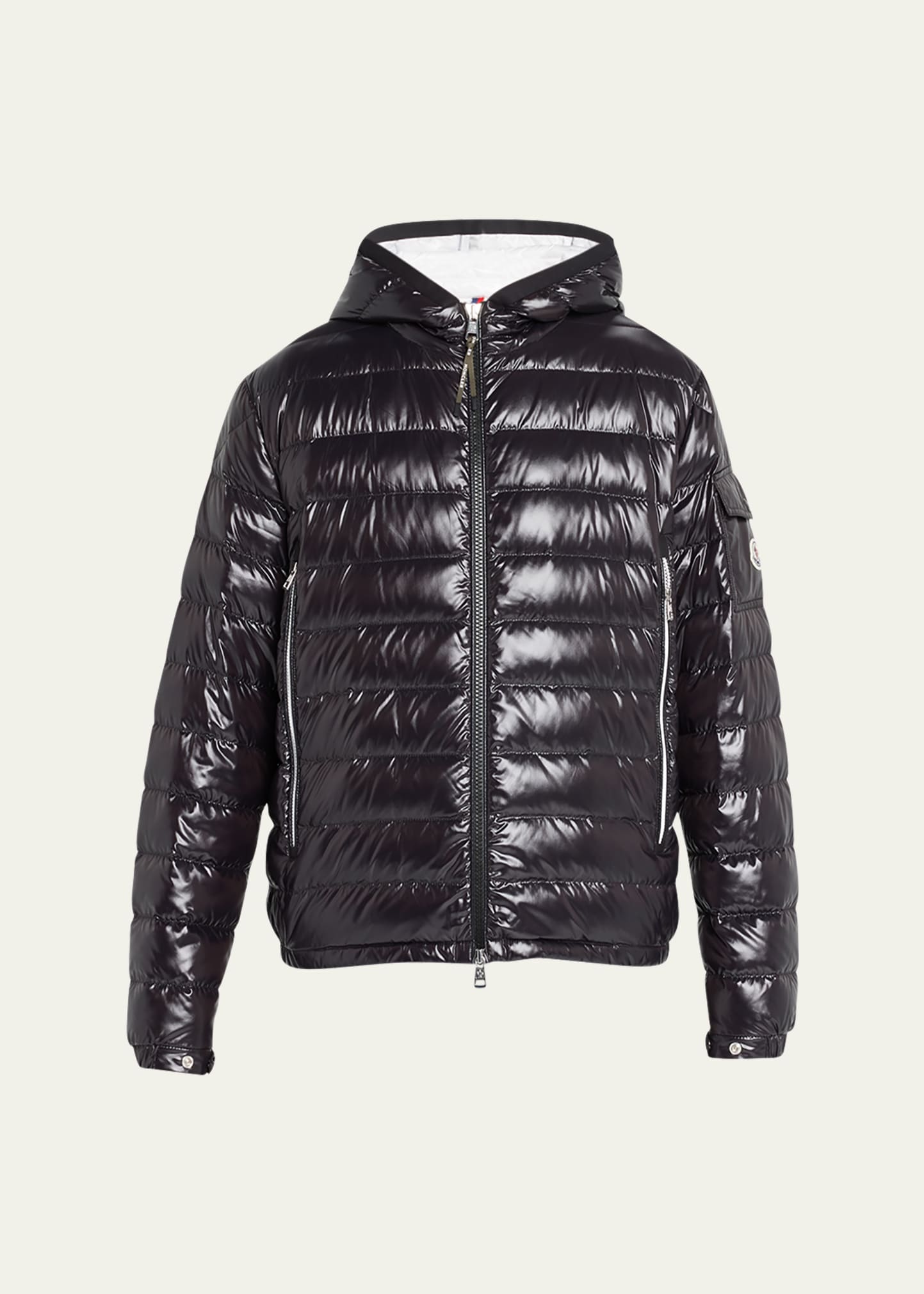 Shop Moncler Men's Galion Shiny Channeled Jacket In Black
