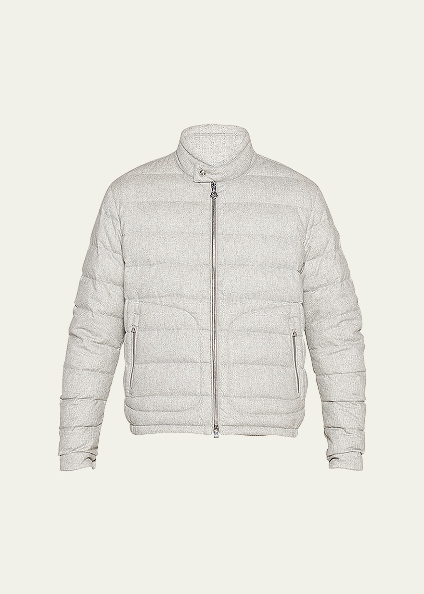 Moncler Acorus Logo-appliquéd Quilted Flannel Down Jacket In Grey ...
