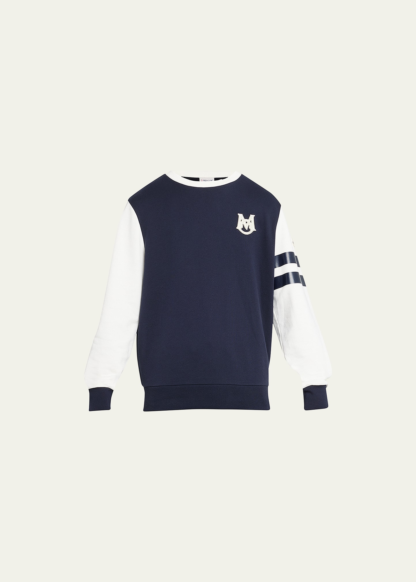 Moncler Logo-embroidered Fleece-jersey Sweatshirt In Navy