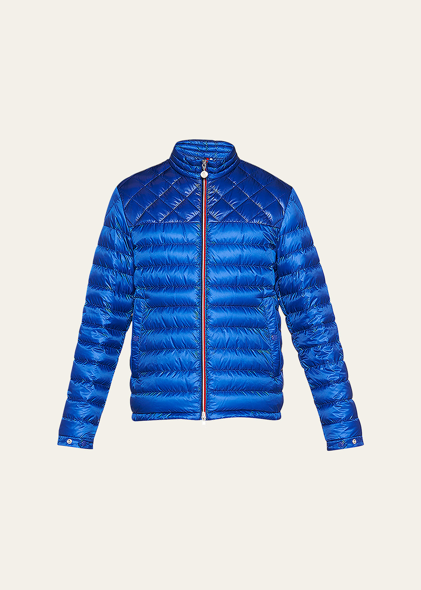 Moncler Men's Benamou Tricolor Quilted Down Jacket In Blue