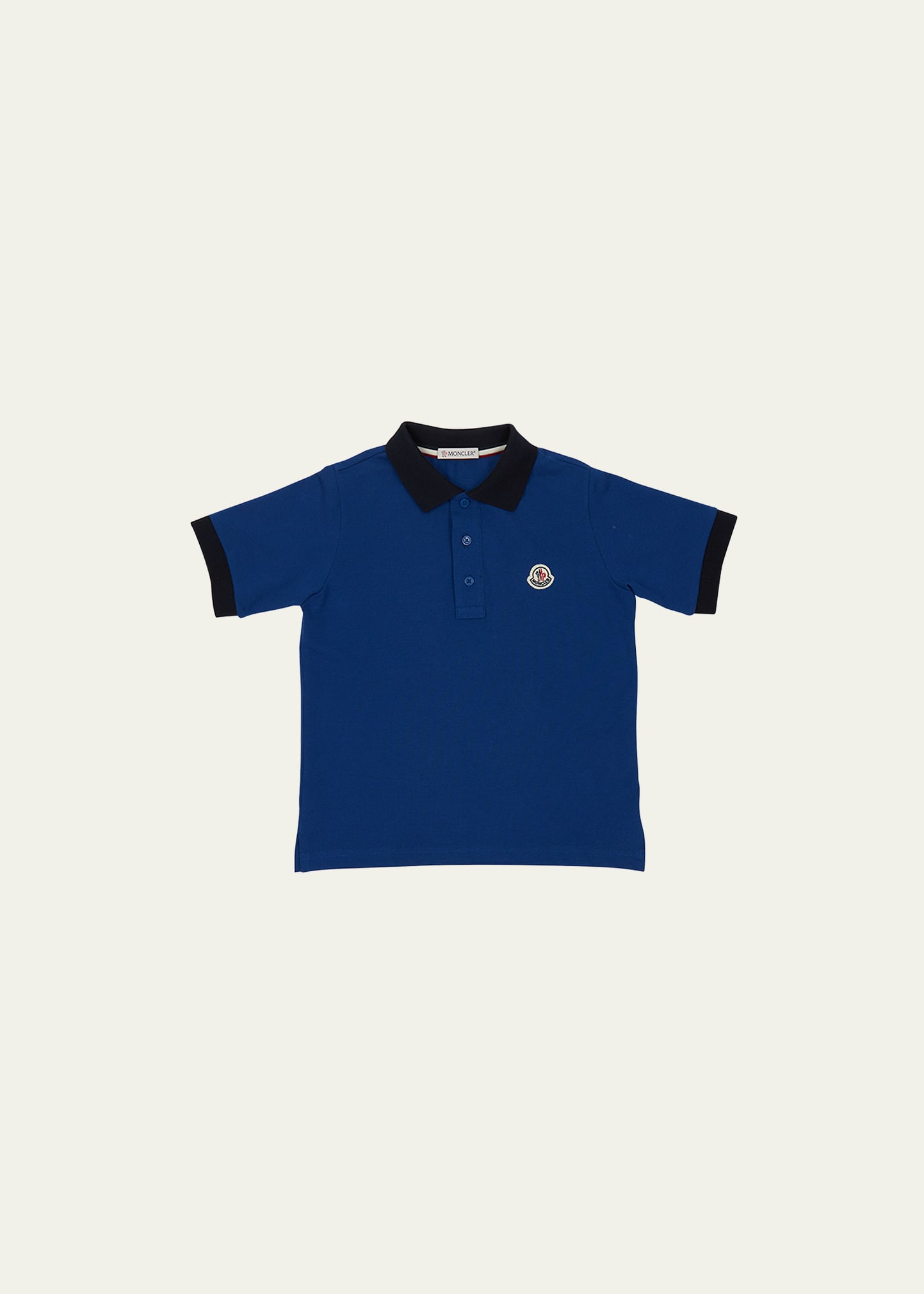 Moncler Kids' Boy's Logo Patch Polo Shirt In Blue
