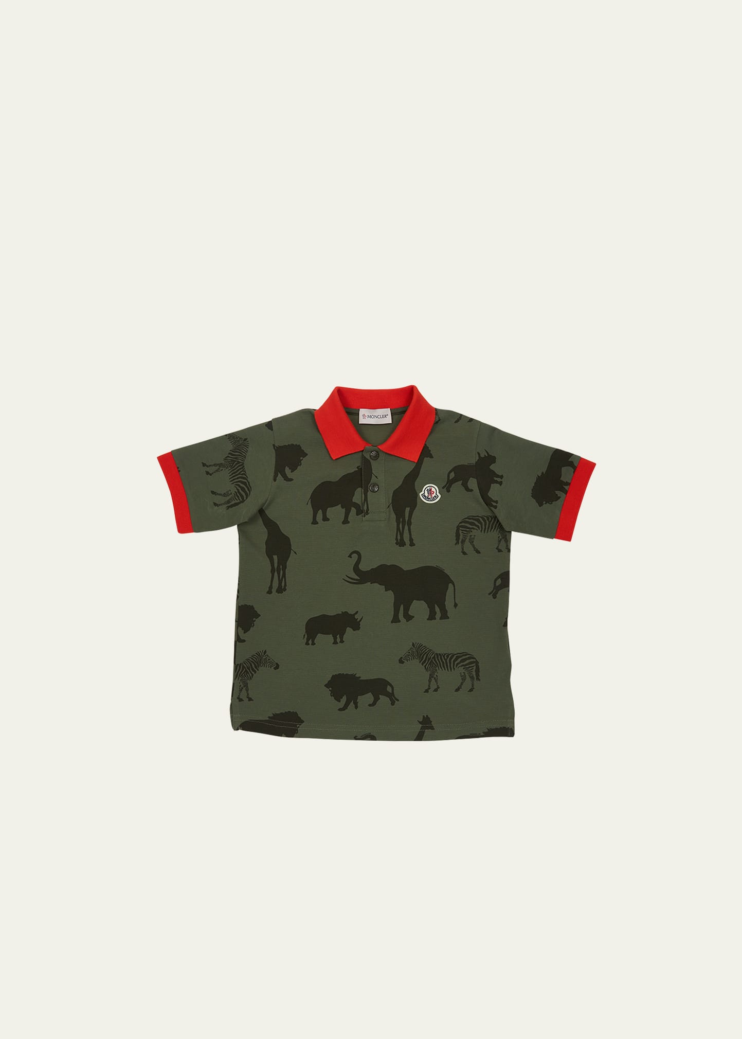 Moncler Kids' Boy's Animals Motif Polo Shirt In Green