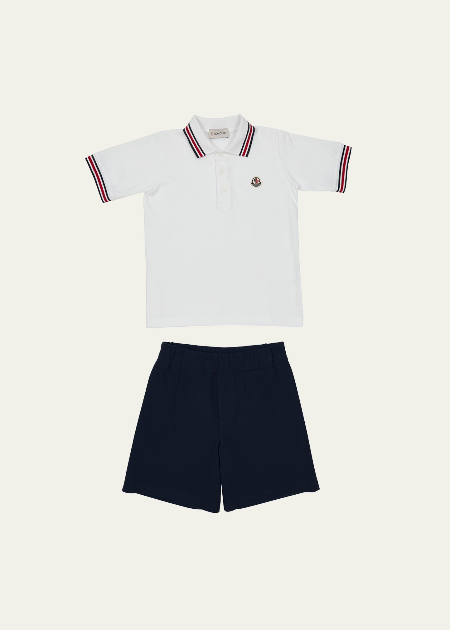 Moncler Kids' Boy's Polo Shirt W/ Shorts Set In White