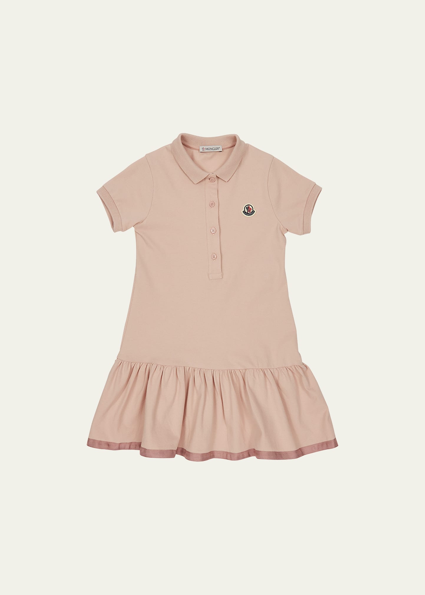 Shop Moncler Girl's Logo Patch Polo Dress In Pink