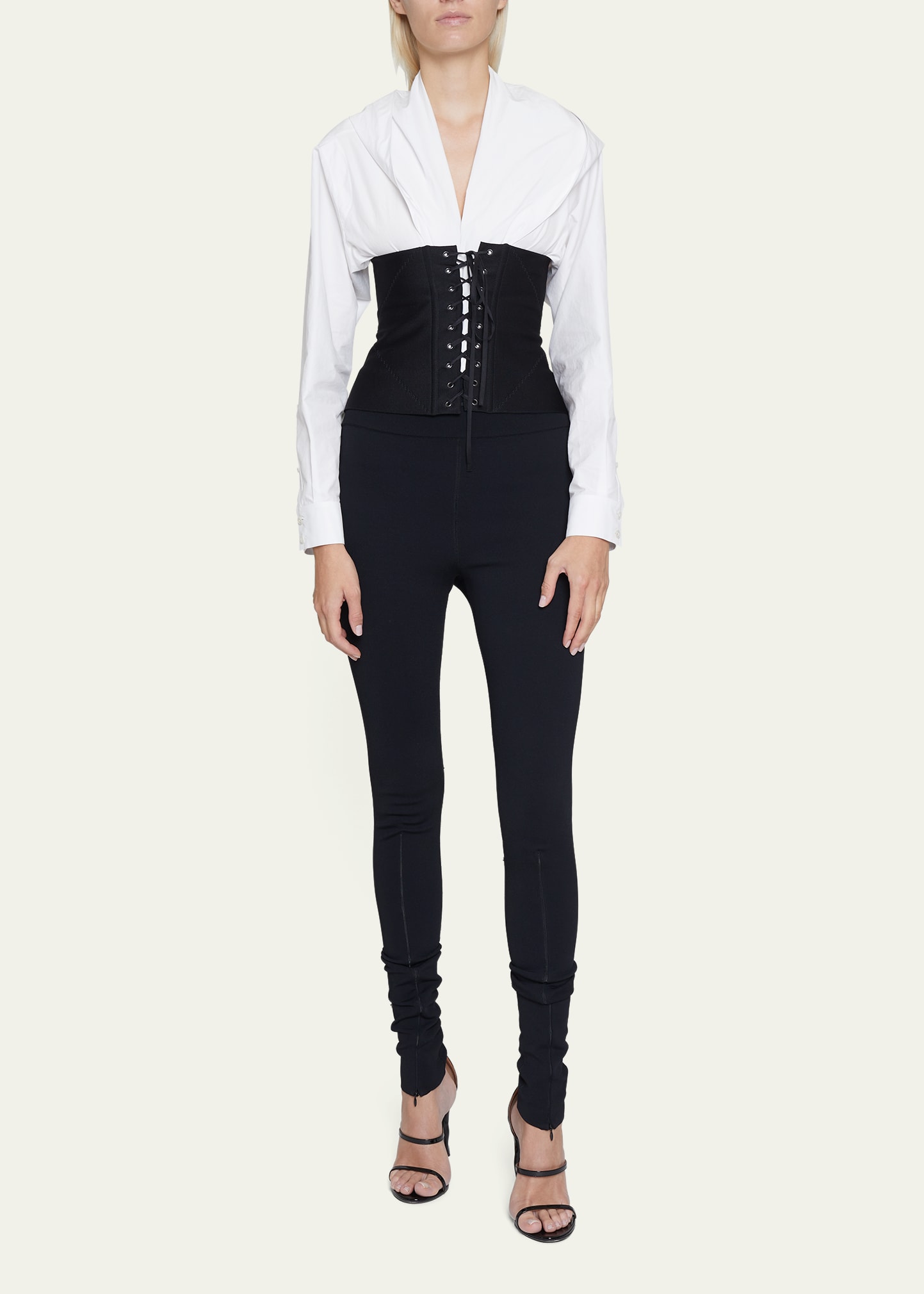 Alaïa Lace-up Corset Belt In Noir Alaia