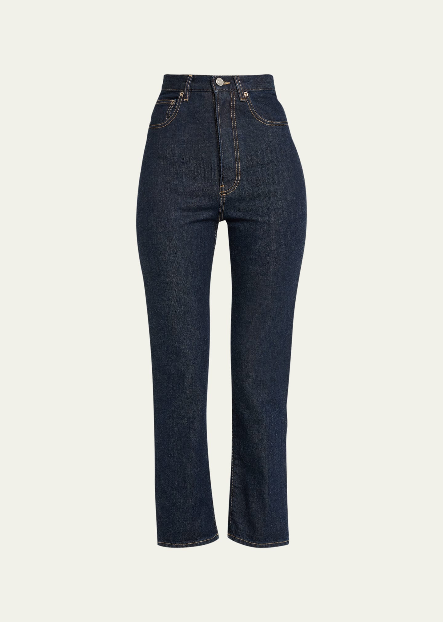 Blue High-rise denim leggings, ALAÏA