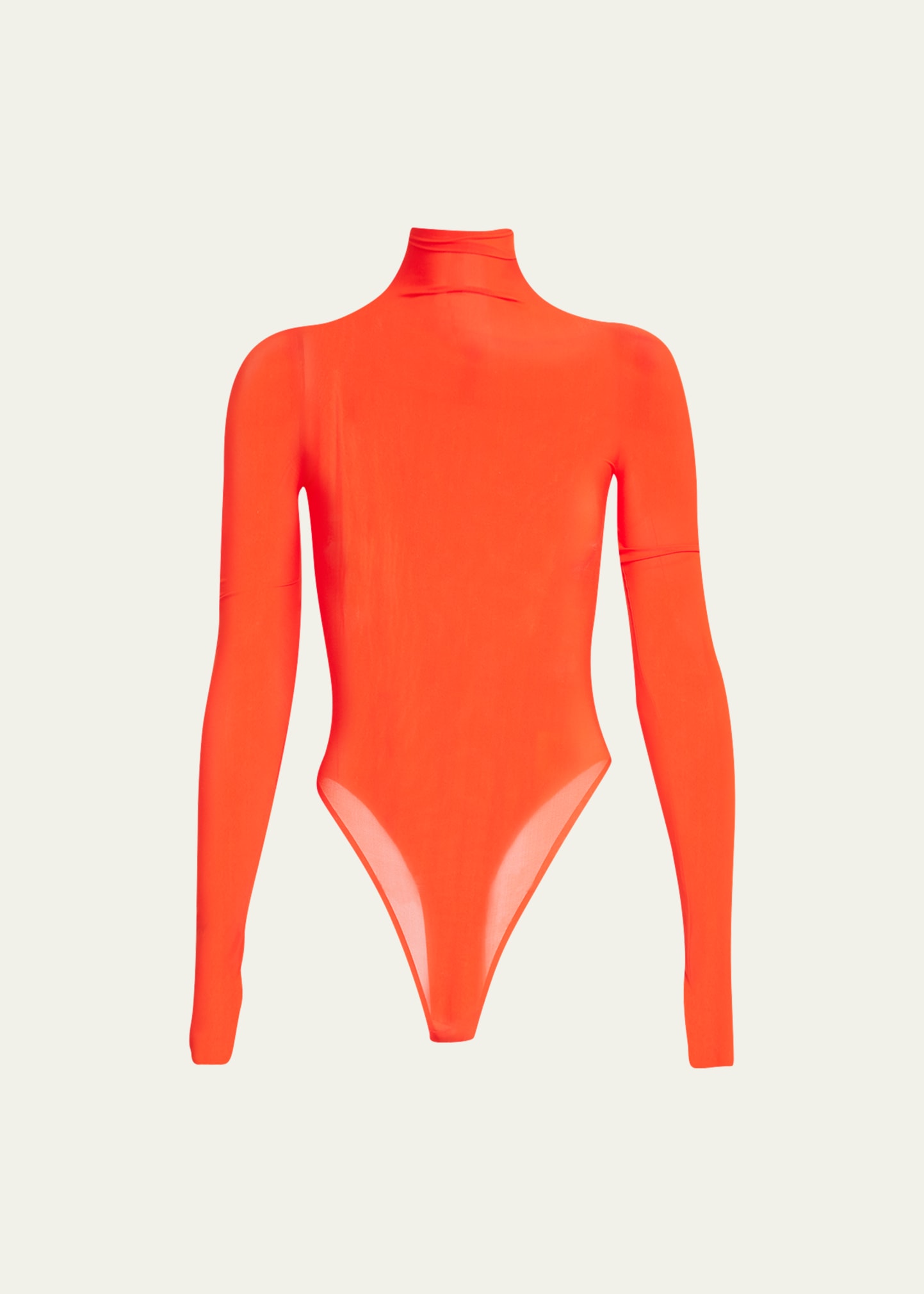 Alaïa Sheer Mock-neck Bodysuit In Cerise