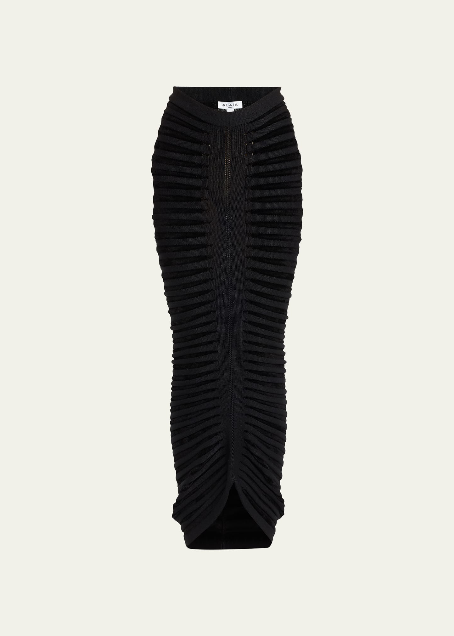 Alaïa 3d Skeleton Velvet Maxi Skirt In Noir Alaia