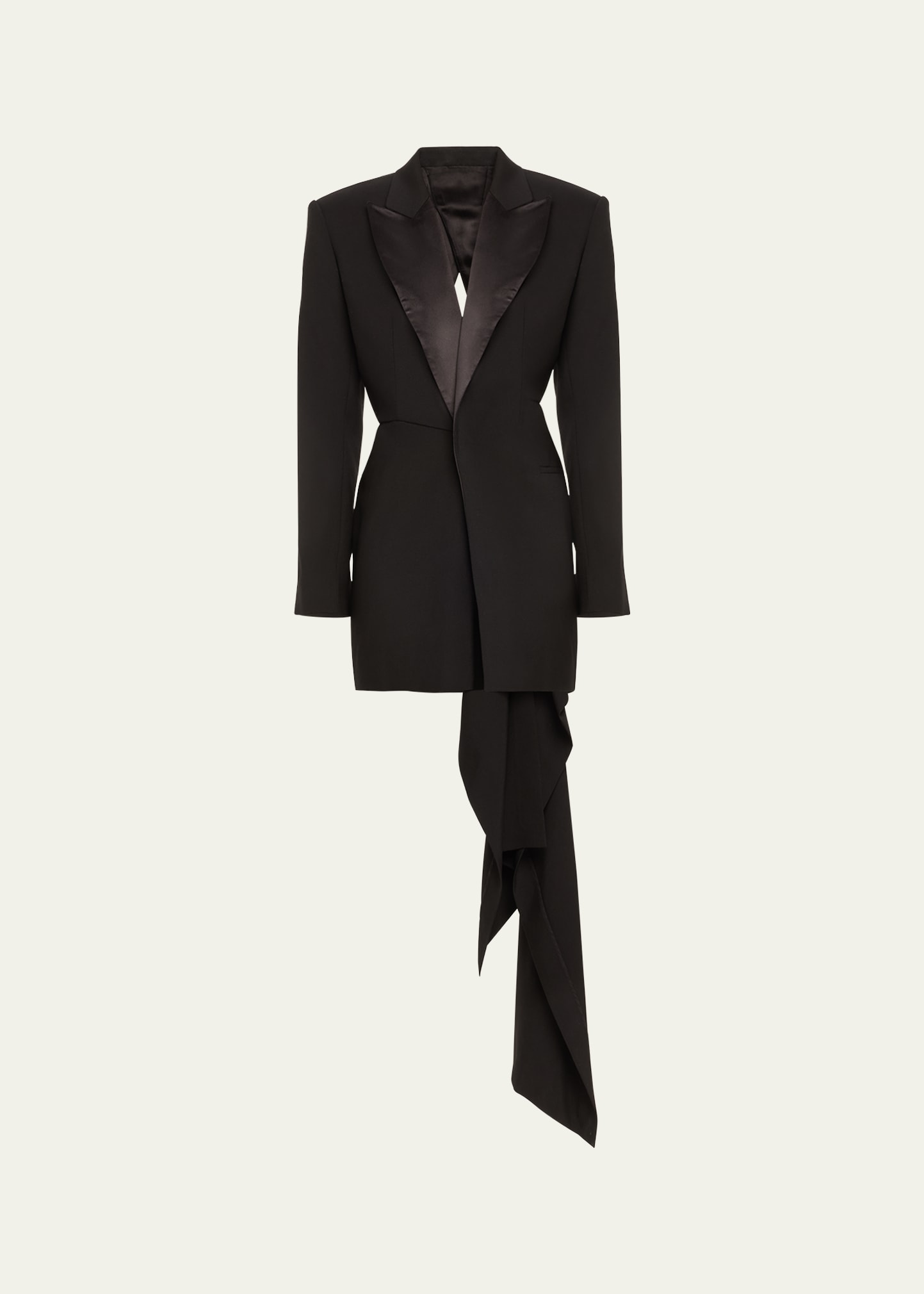 Alaïa Draped Wool Stretch Gabardine Blazer Dress In Black | ModeSens