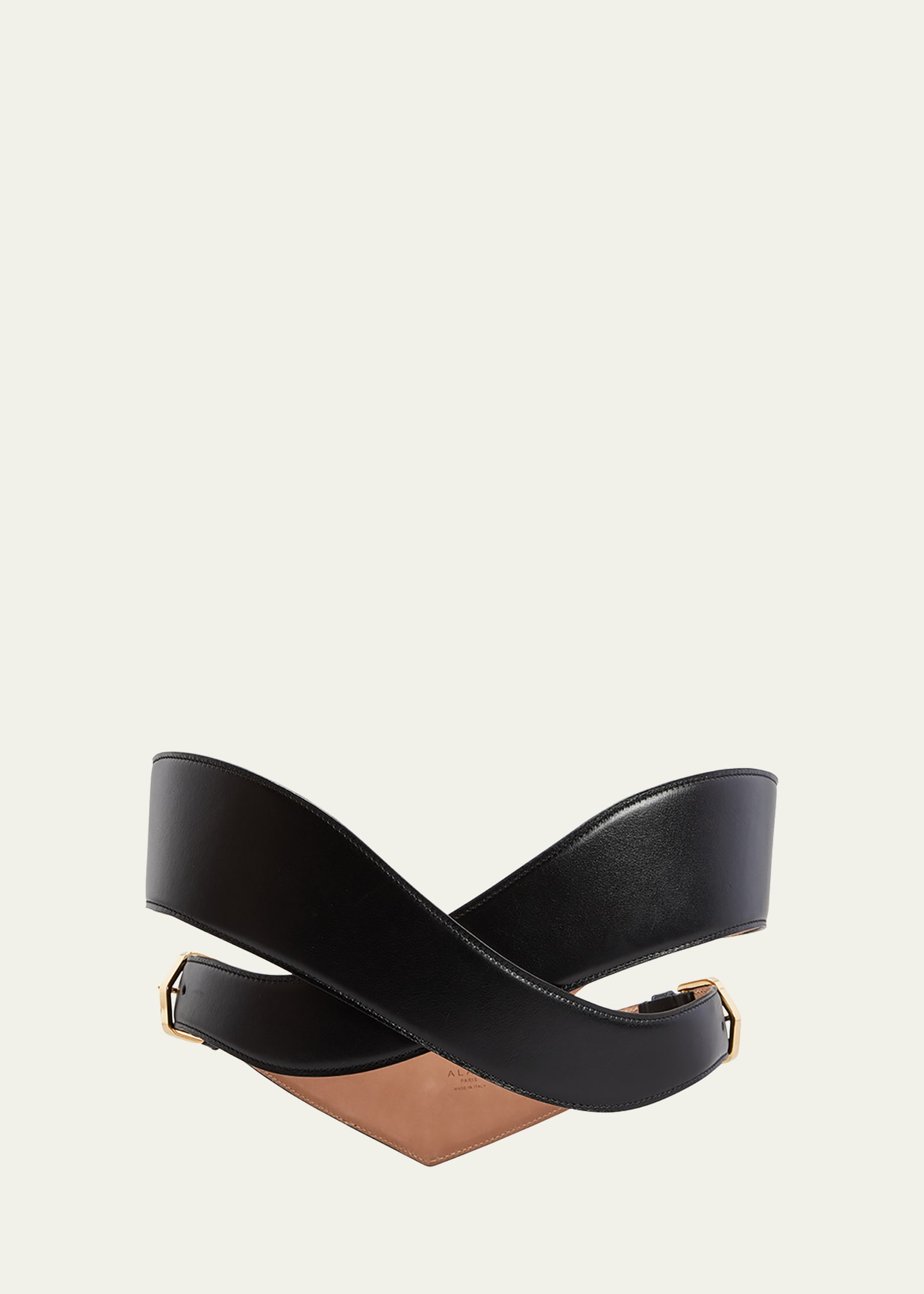 Shop Alaïa Crossed Leather Belt In Noir