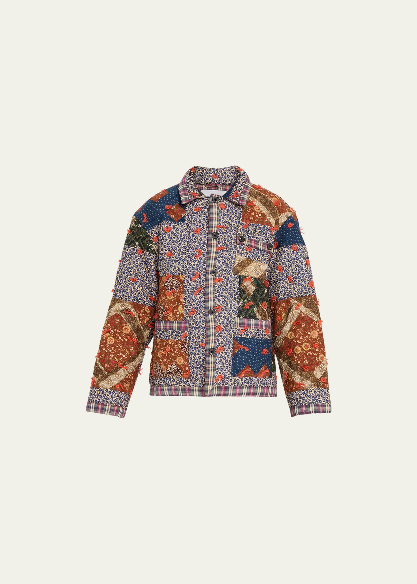 Shop Bode Criss Cross Mix-print Quilt Jacket In Multi