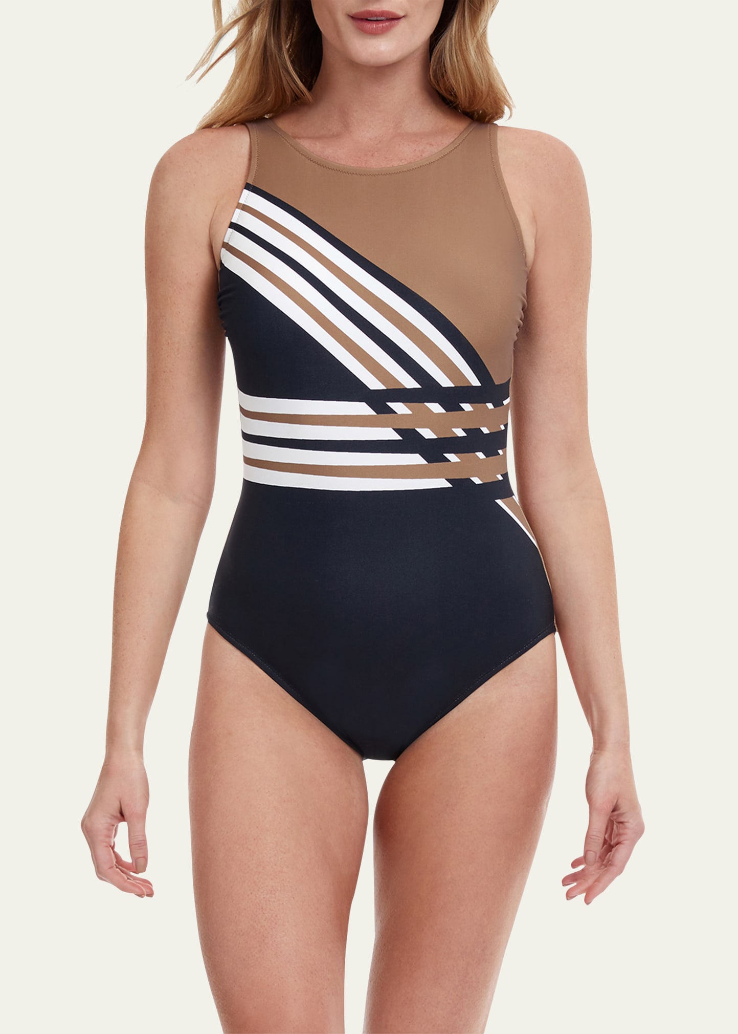 Gottex Ocean Breeze Mastectomy One-piece Swimsuit In Multi/brn