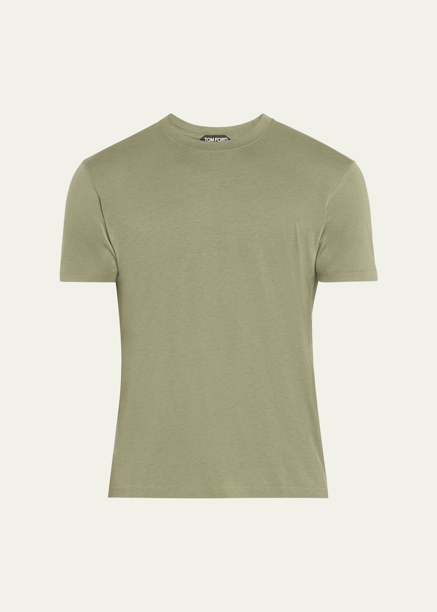 Shop Tom Ford Men's Lyocell-cotton Crewneck T-shirt In Pale Army
