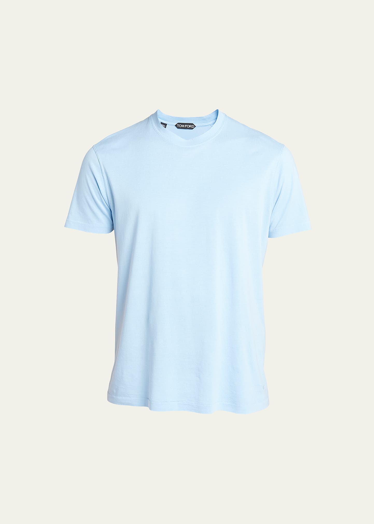 Shop Tom Ford Men's Lyocell-cotton Crewneck T-shirt In Blue