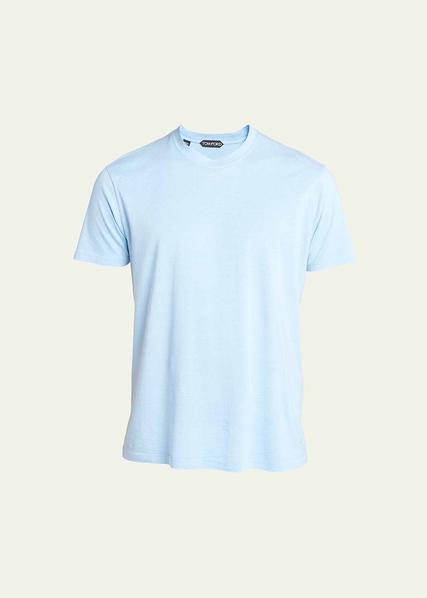 Tom Ford Placed Rib Lyocell And Cotton-blend T-shirt In Blue