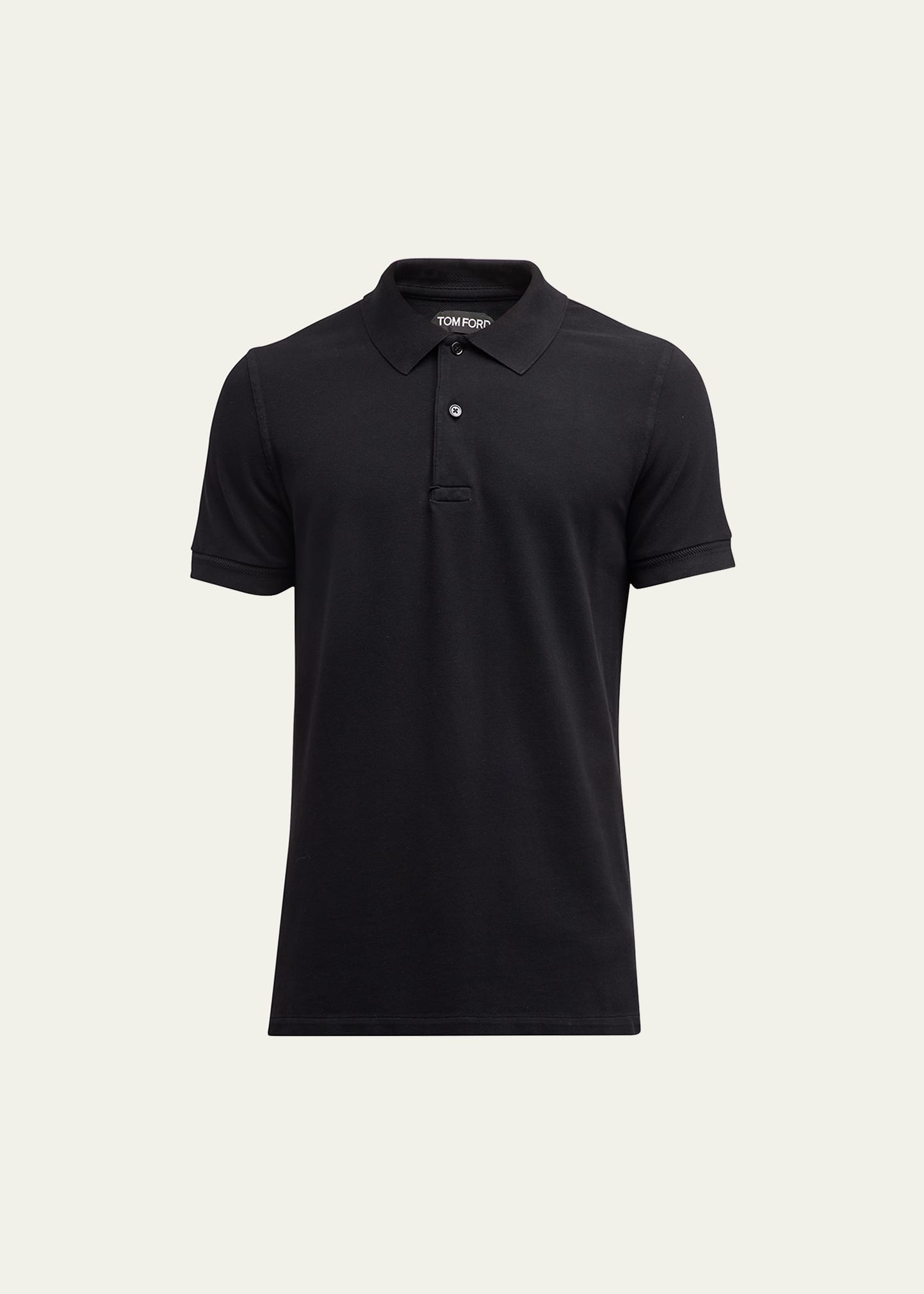 Tom Ford Men's Cotton Pique Polo Shirt In Black