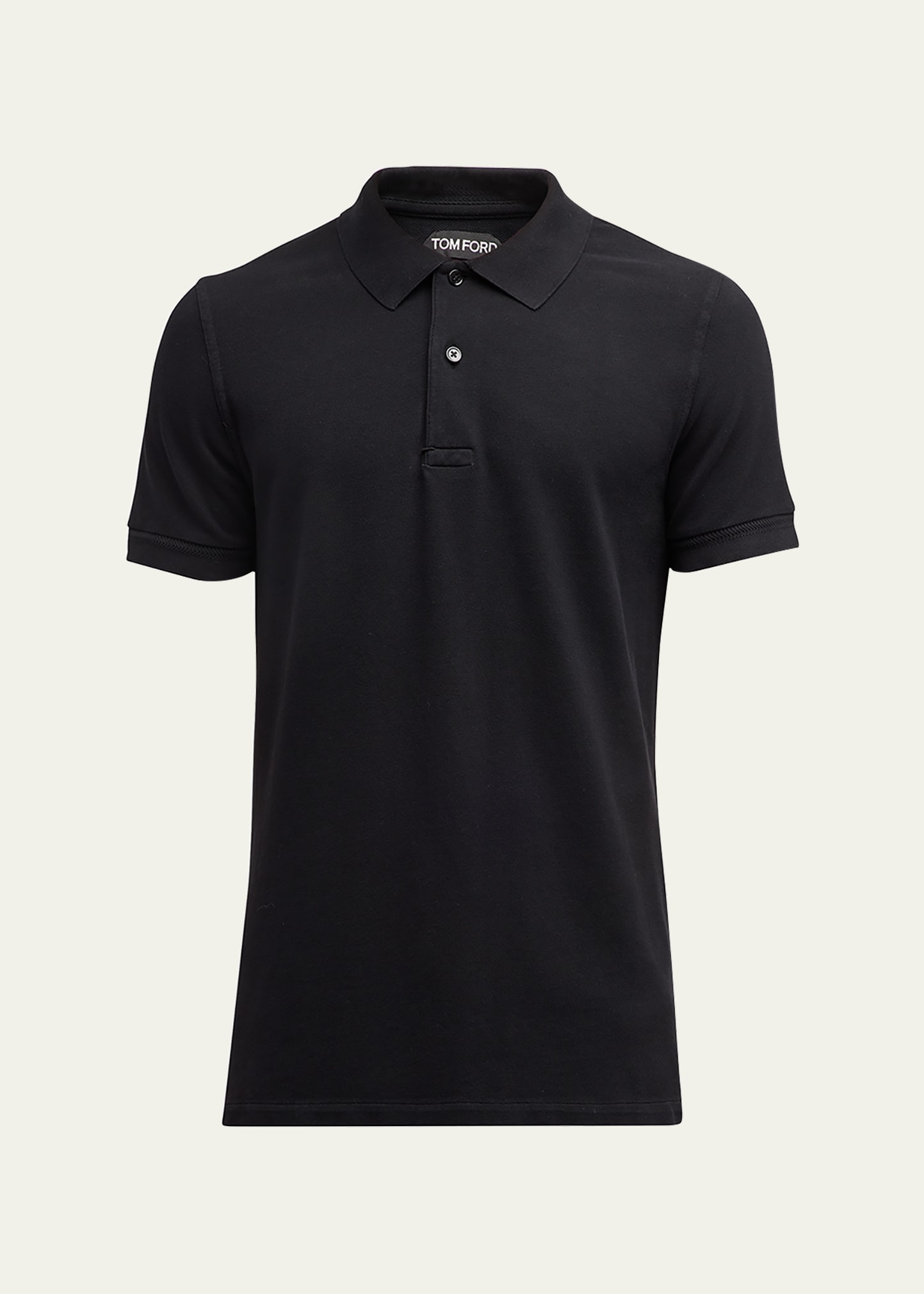 Tom Ford Men's Cotton Pique Polo Shirt In Black