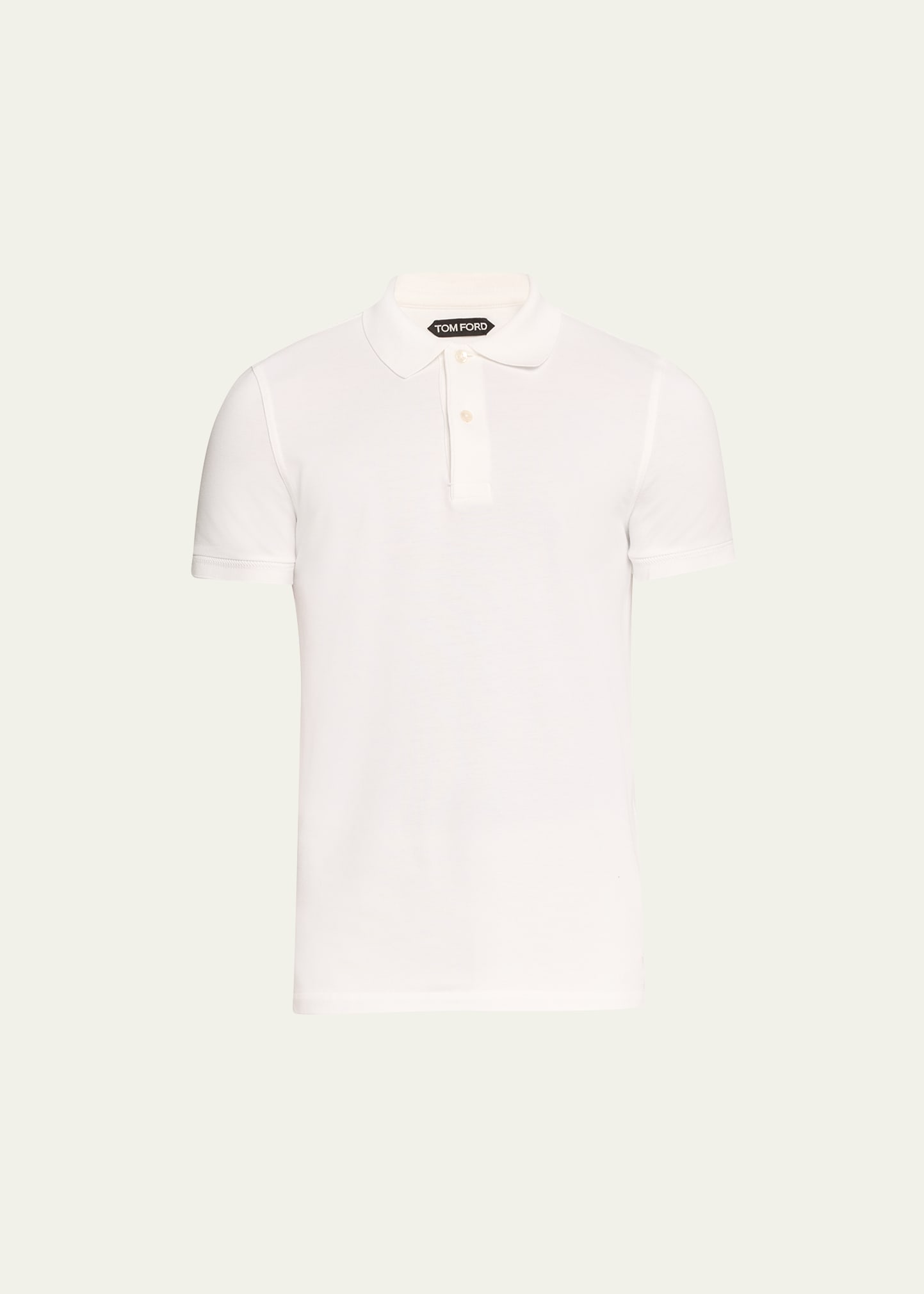 Shop Tom Ford Men's Cotton Pique Polo Shirt In White