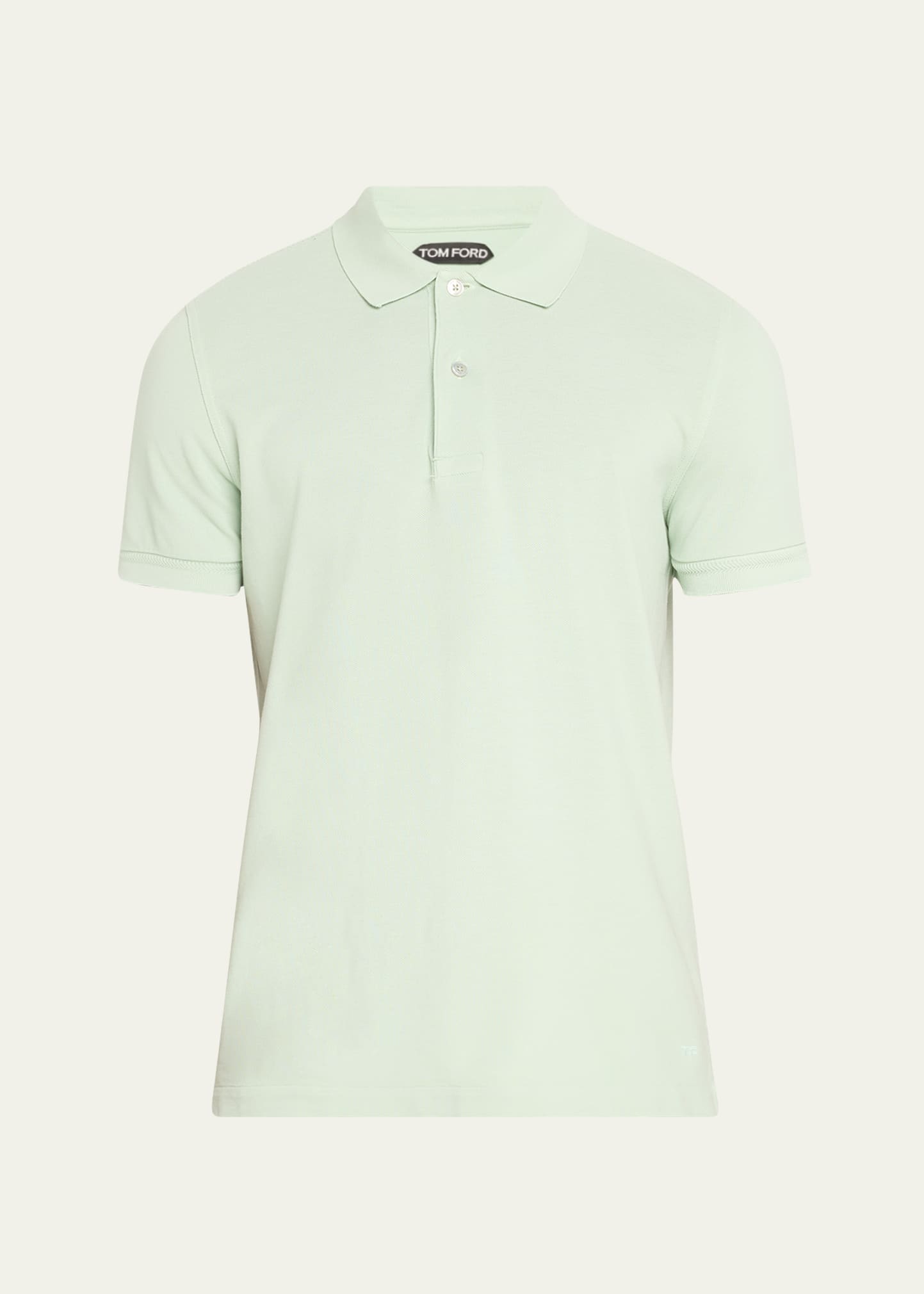 Shop Tom Ford Men's Cotton Pique Polo Shirt In Pale Mint