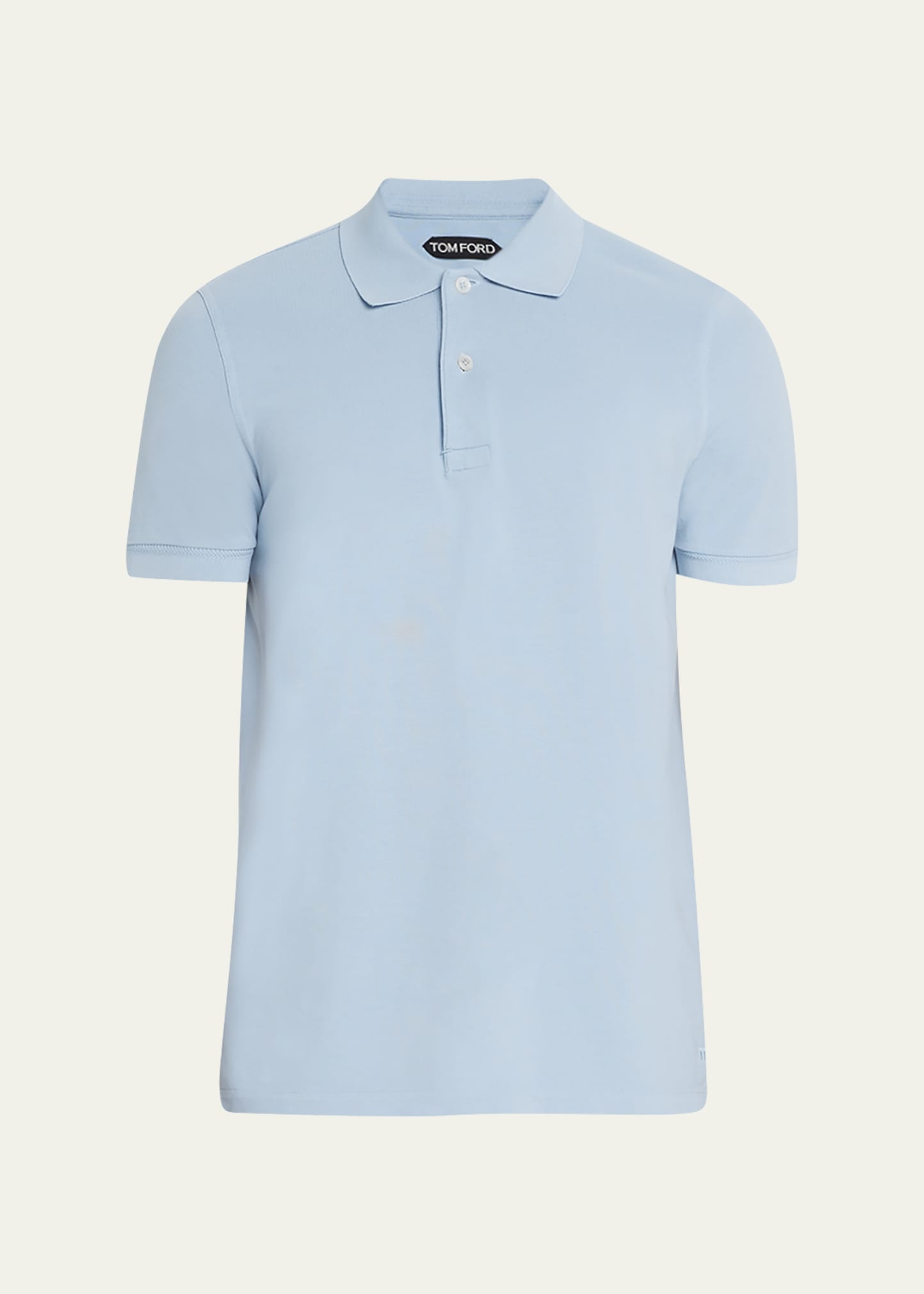 Tom Ford Light-blue Short-sleeves Polo In Cotton Piquet Jersey Man In Light Blue