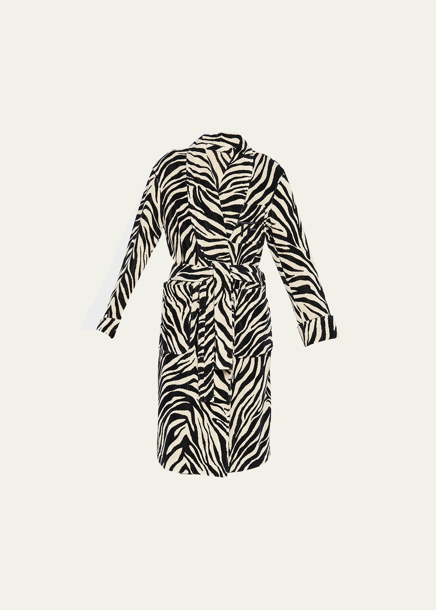 Men's Cotton Zebra-Print Robe