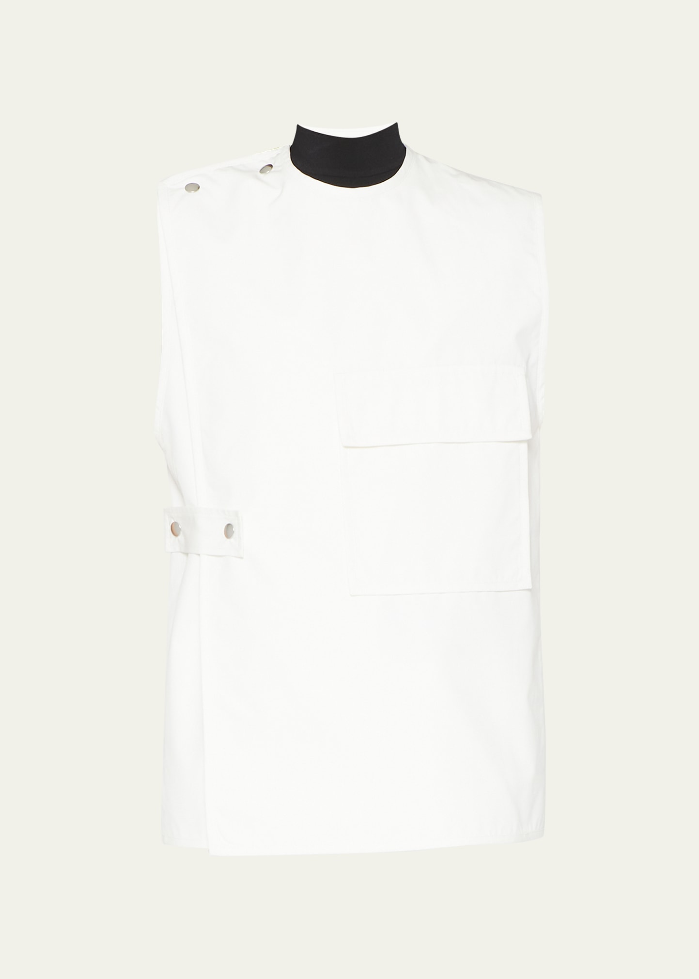 Cotton Faille Vest with Button Shoulder
