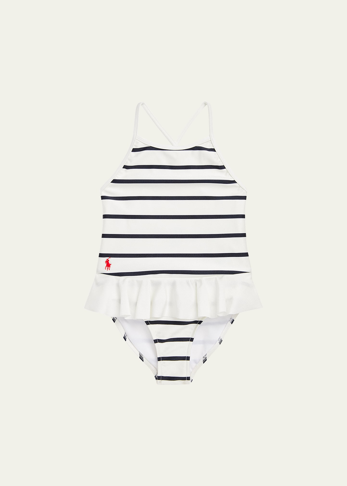 Girl's Nautical Striped One-Piece Swimsuit, Size 4-6X