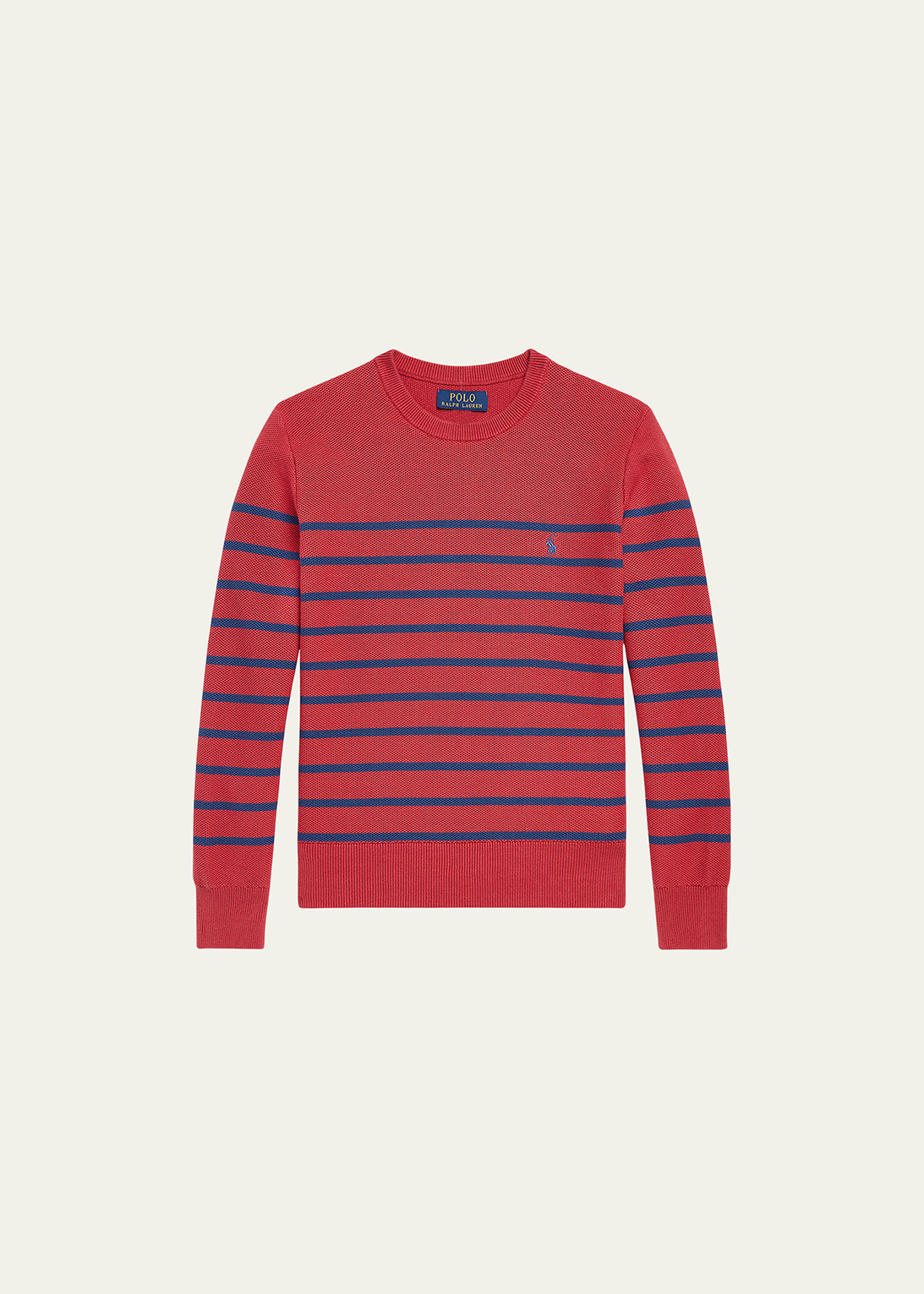 Boy's Mesh Knit Striped Sweater, Size S-XL