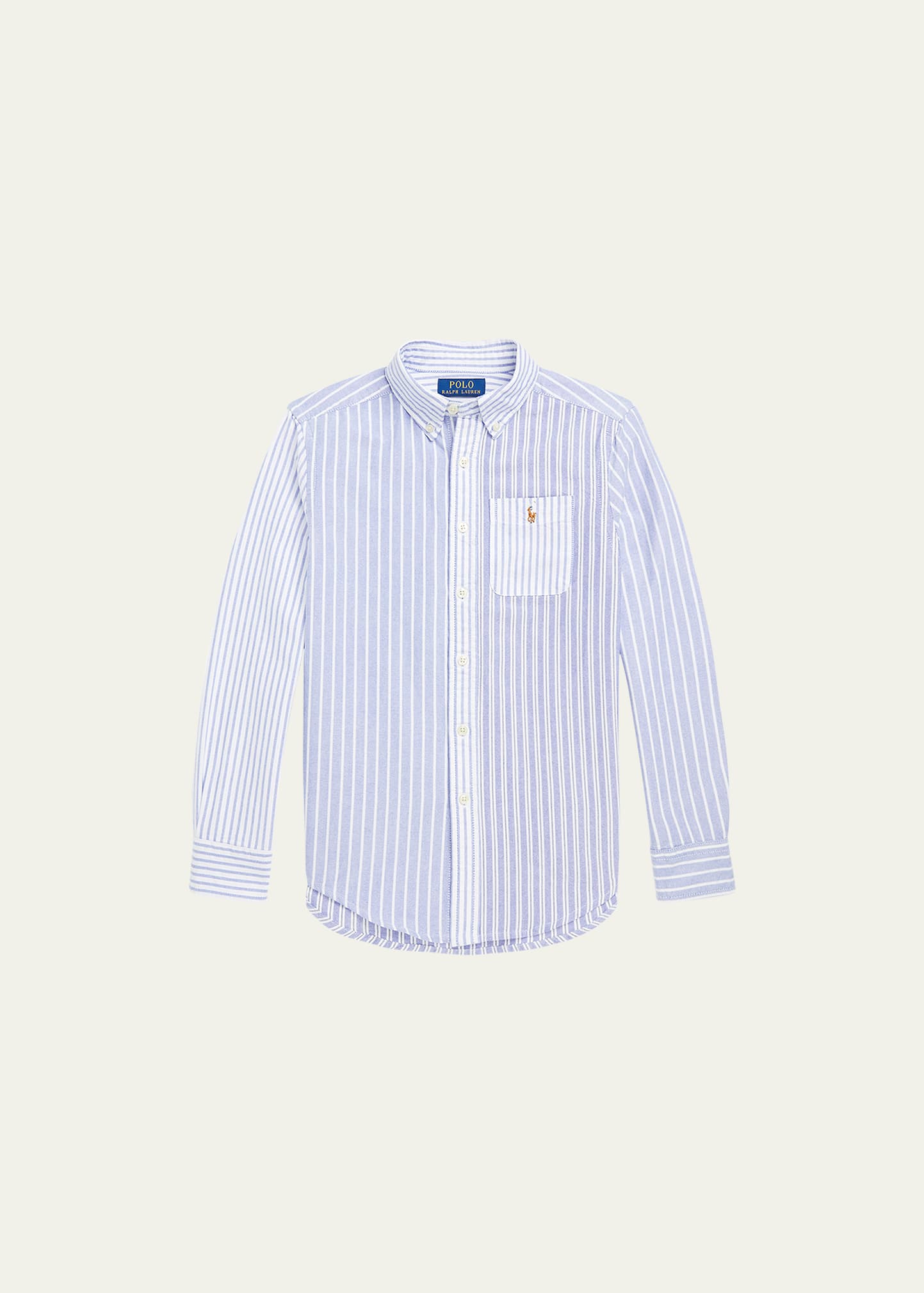 Boy's Striped Oxford Button Down Shirt, Size S-XL