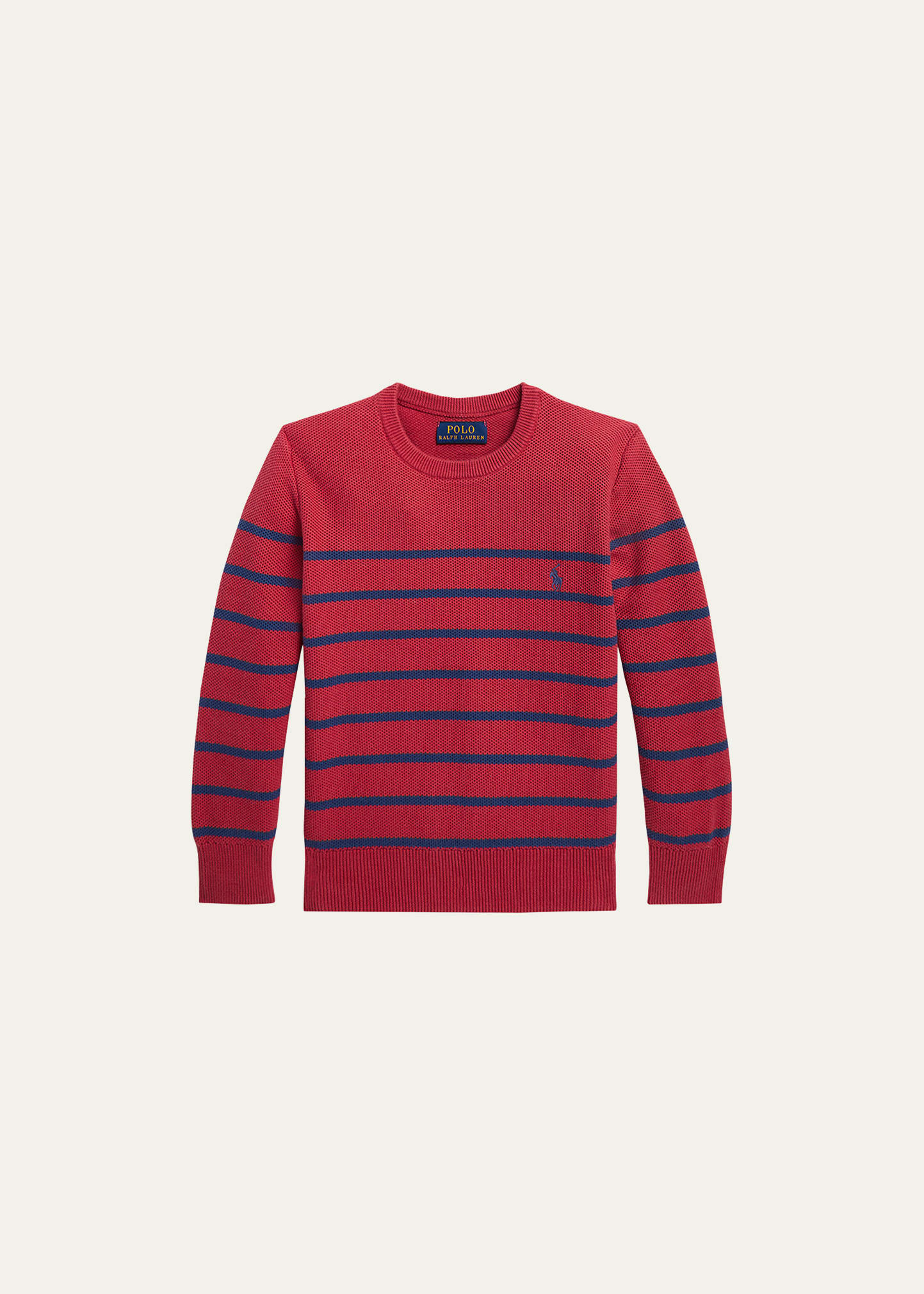 Boy's Mesh Knit Striped Sweater, Size 4-7