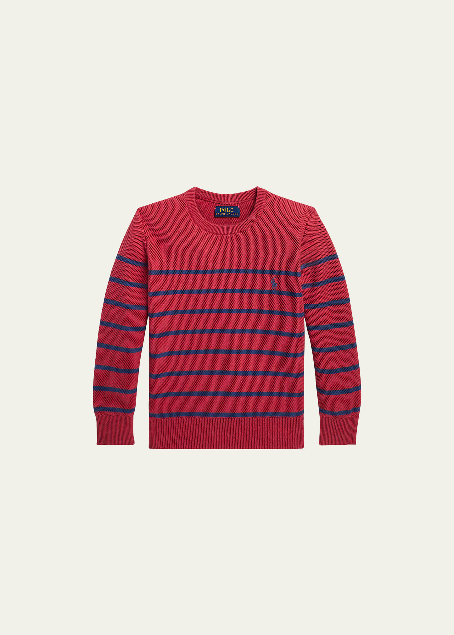 Boy's Mesh Knit Striped Sweater, Size 2-4