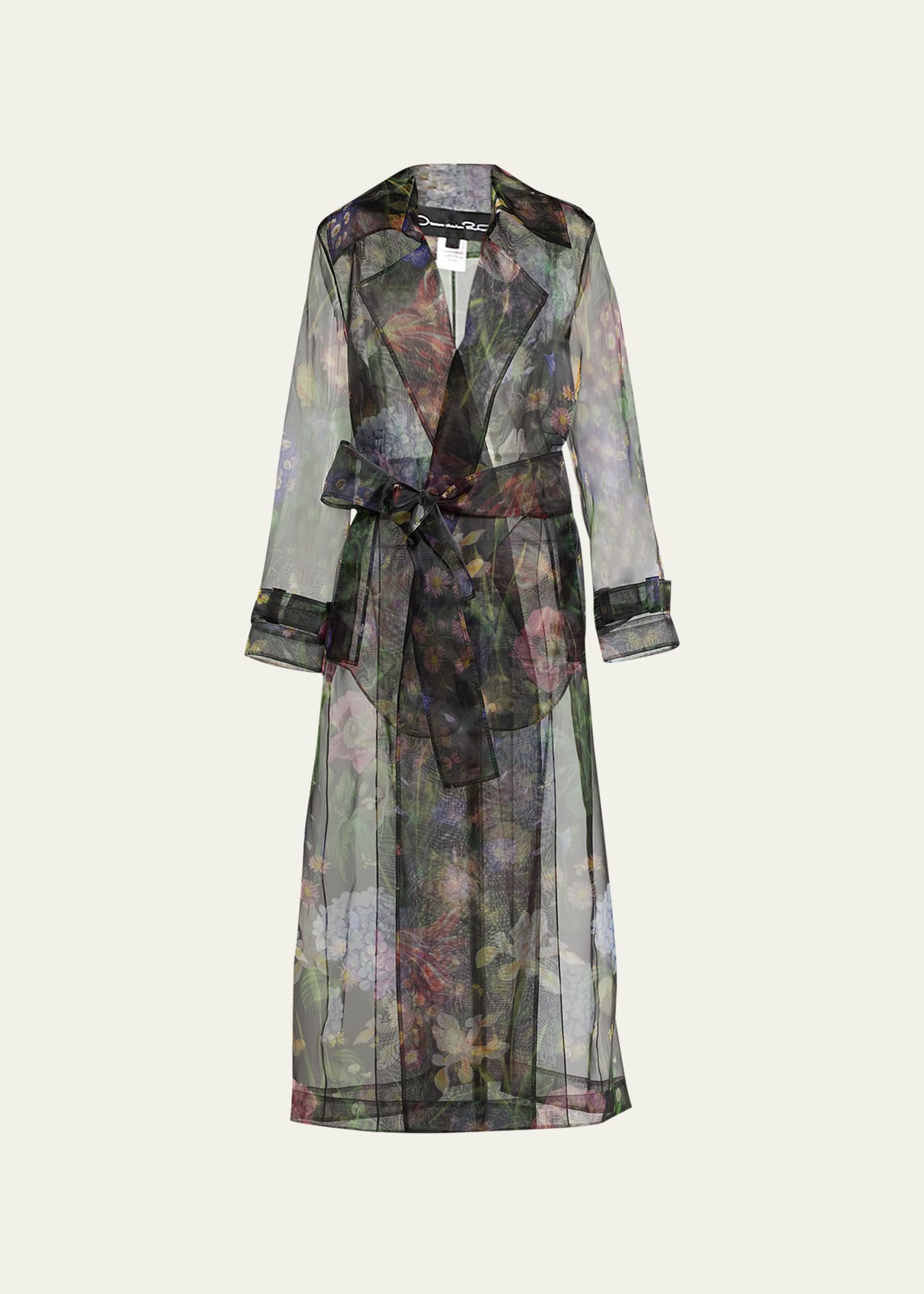 Multi-Floral Gossamer Trench Coat