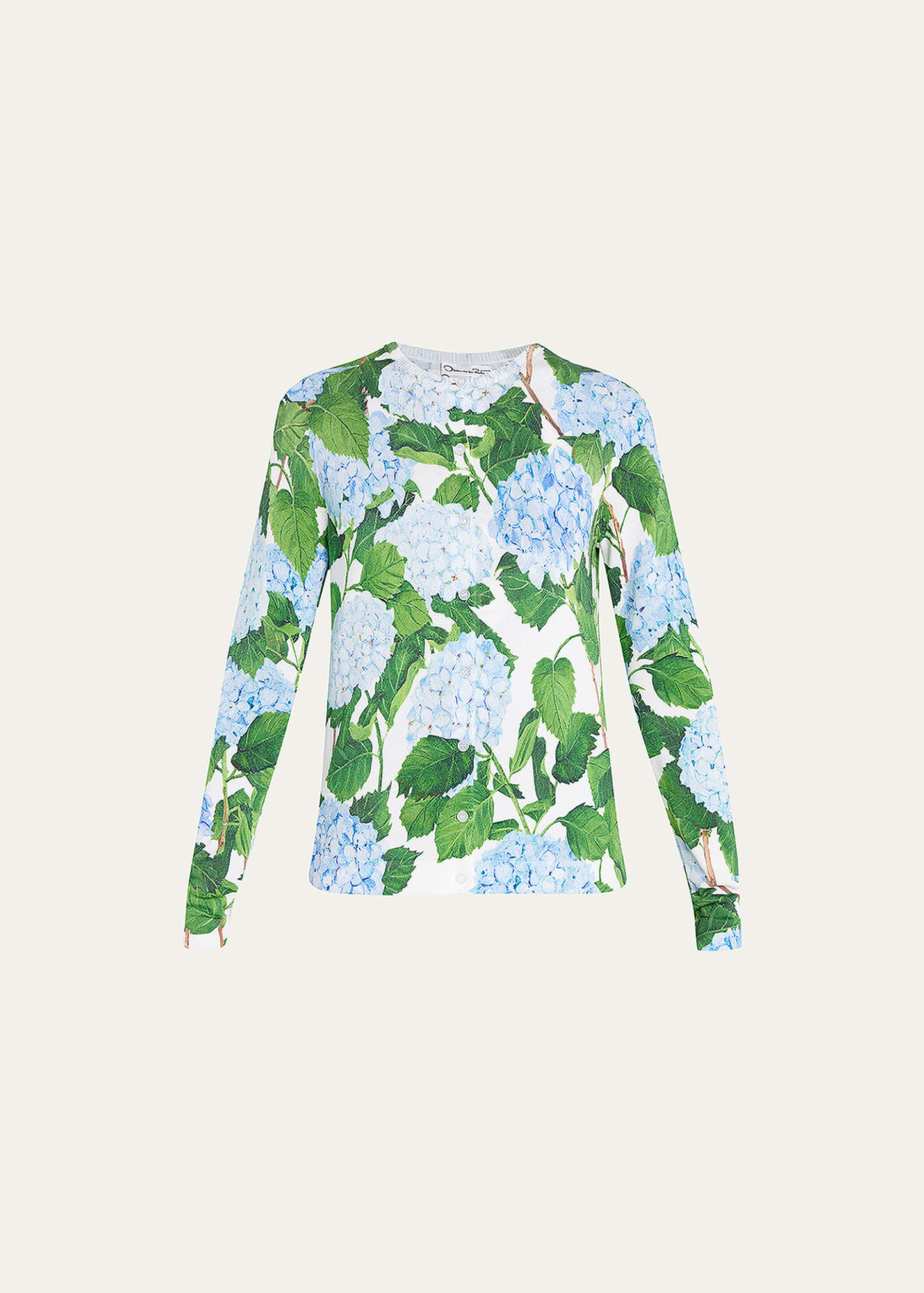 Hydrangea Printed Button-Front Cardigan
