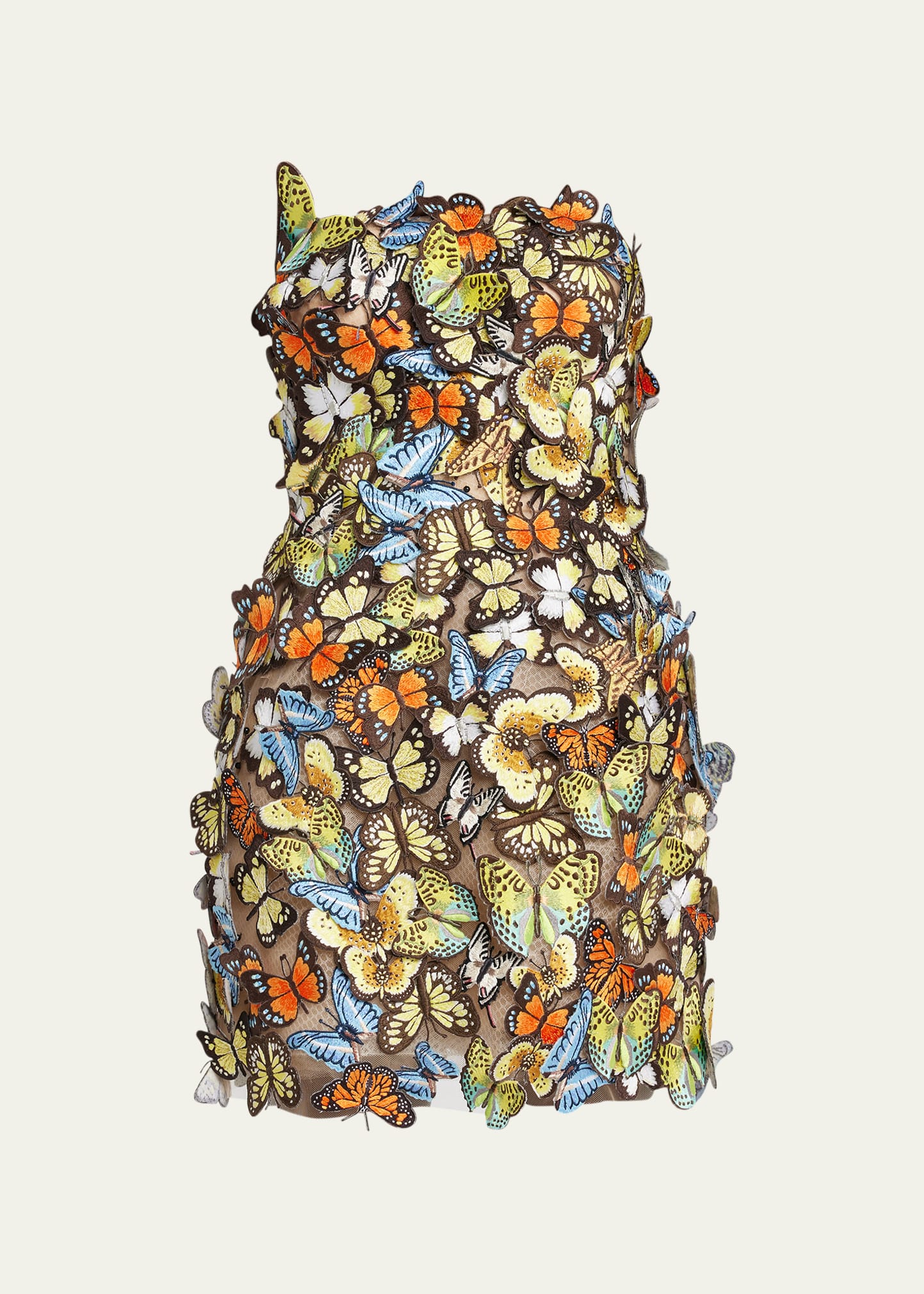 Oscar de la Renta Butterfly Embroidered Mini Dress