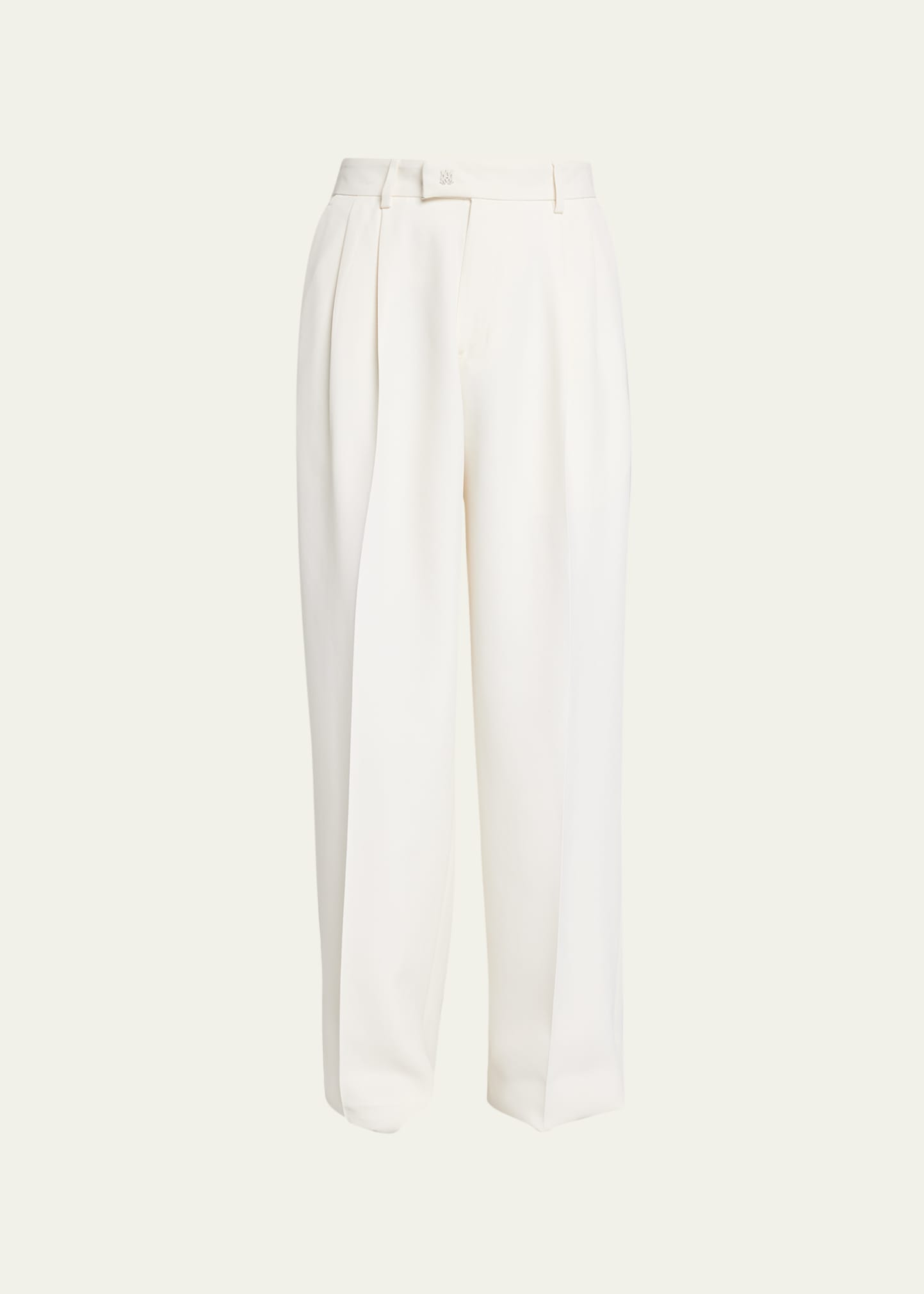 Amiri Pleated Straight-leg Trousers In White