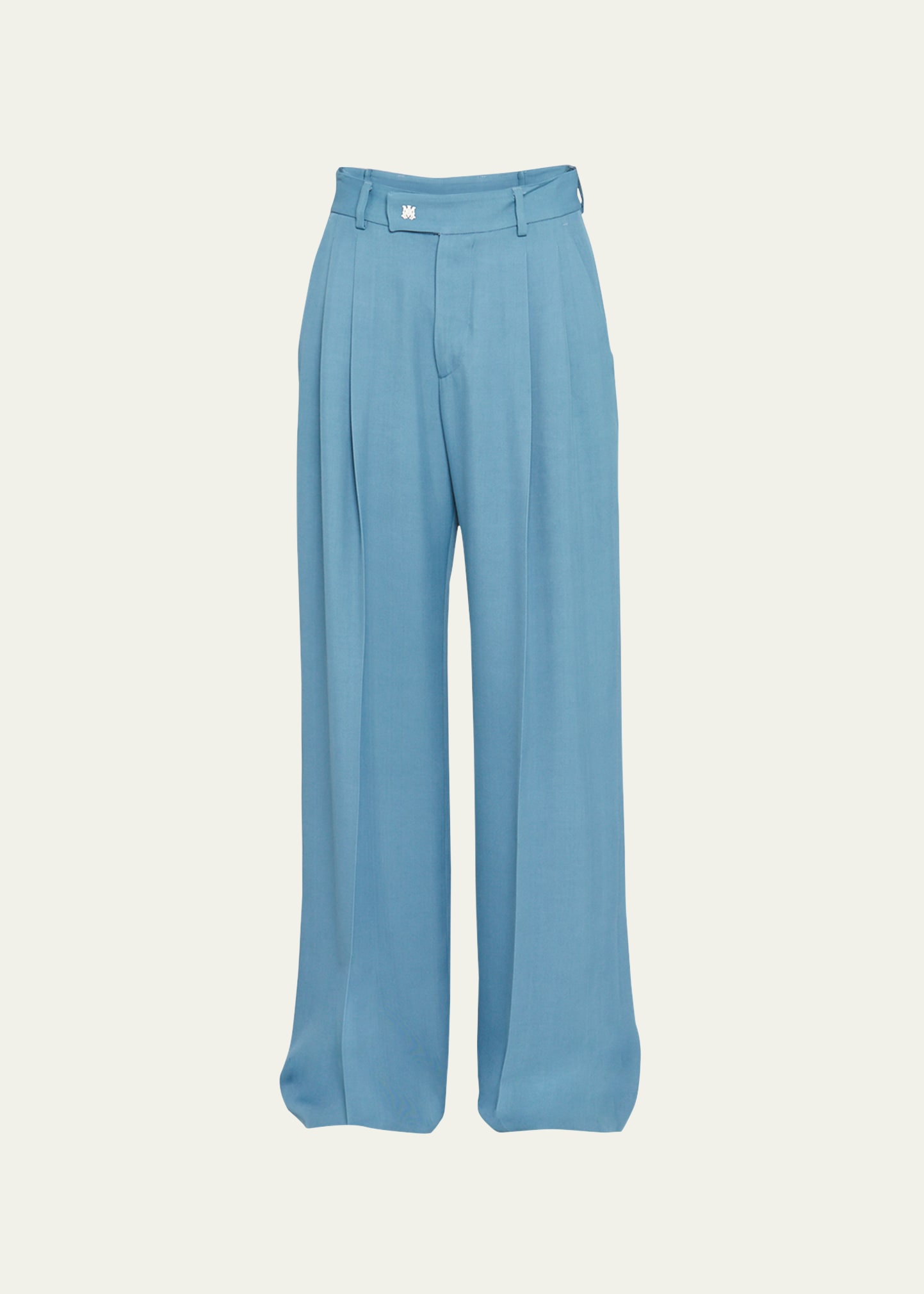 Amiri Men's Double-pleated Relaxed Trousers In Blue