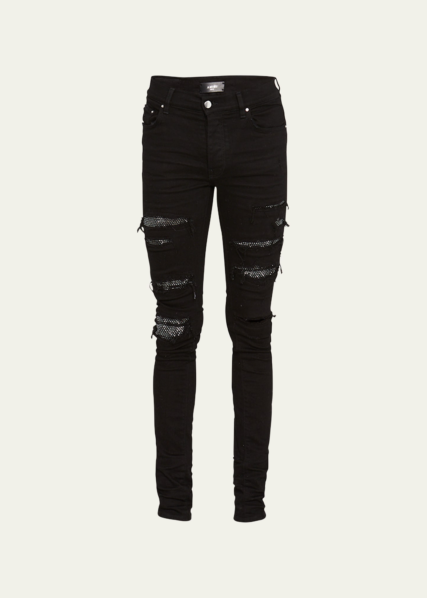 Amiri Thrasher Crystal-embellished Jeans In Black Od