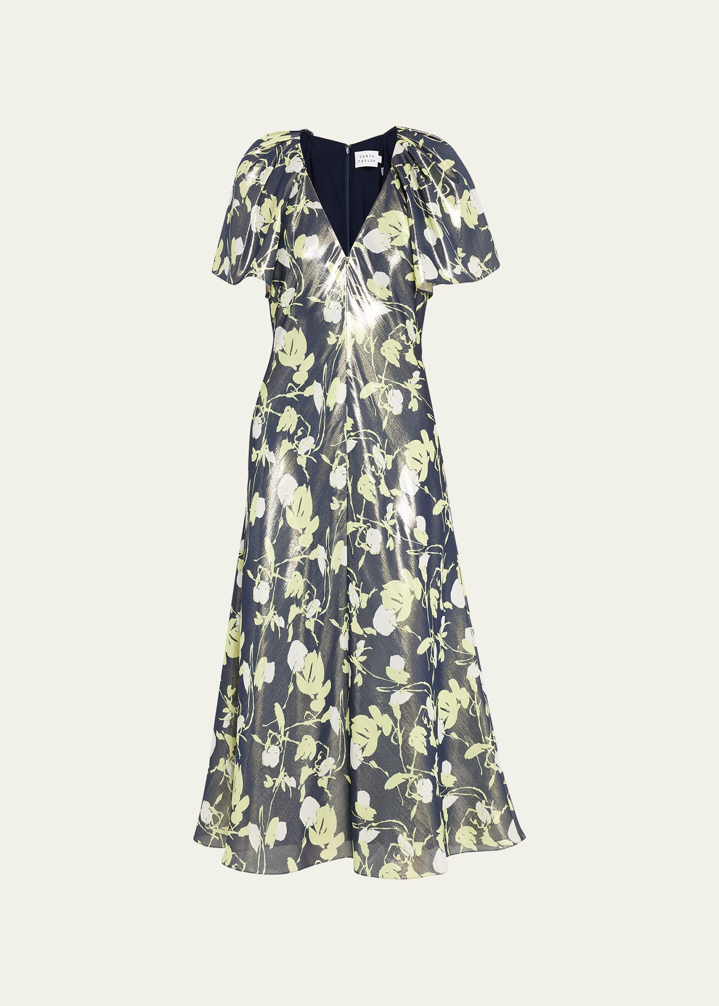 Evette Lurex Floral Metallic Midi Dress