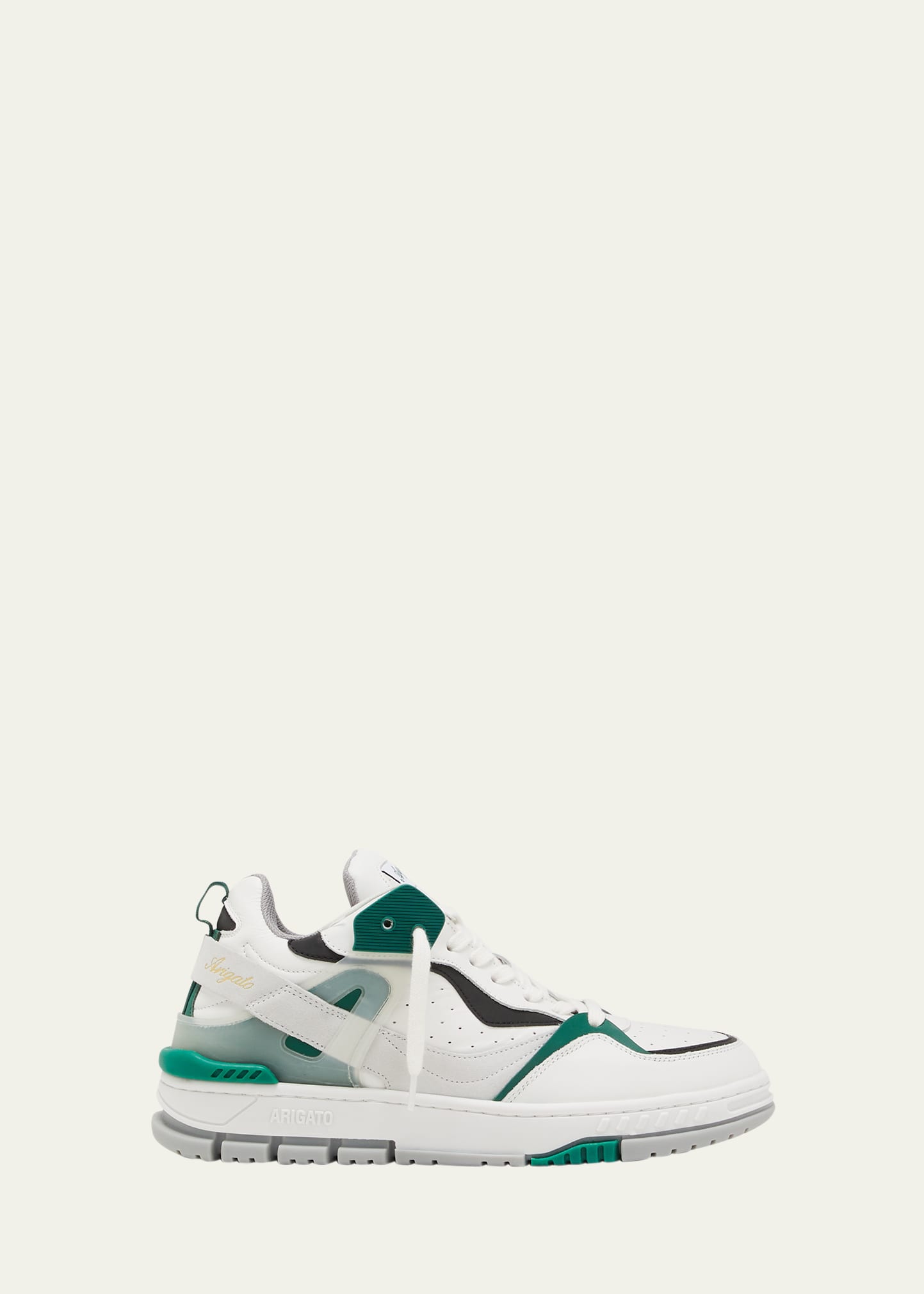 Axel Arigato Black And Green 'astro' Low-top Sneakers In Calf Leather In White Green