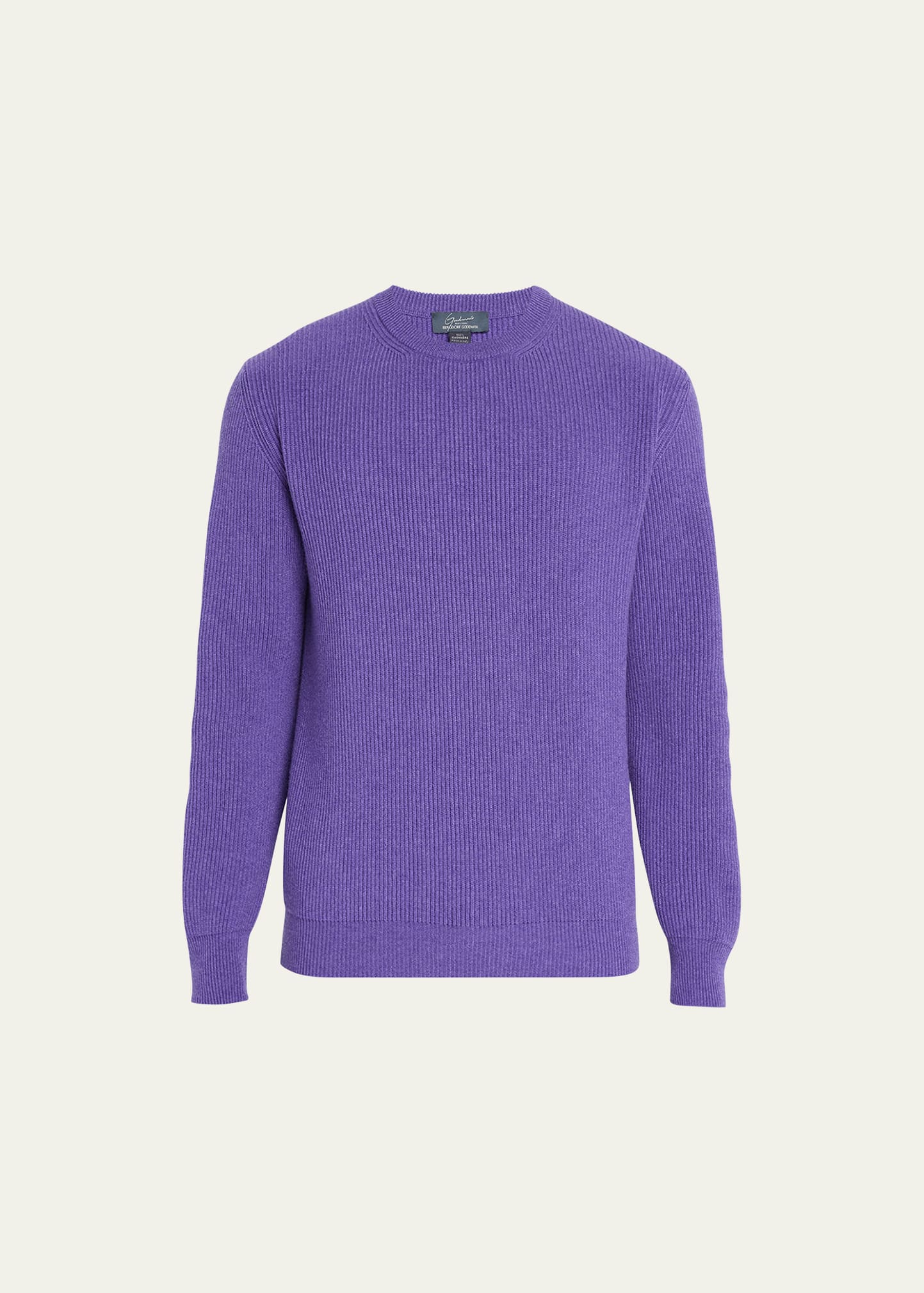 Bergdorf Goodman Men's Cashmere Ribbed Crewneck In Purple