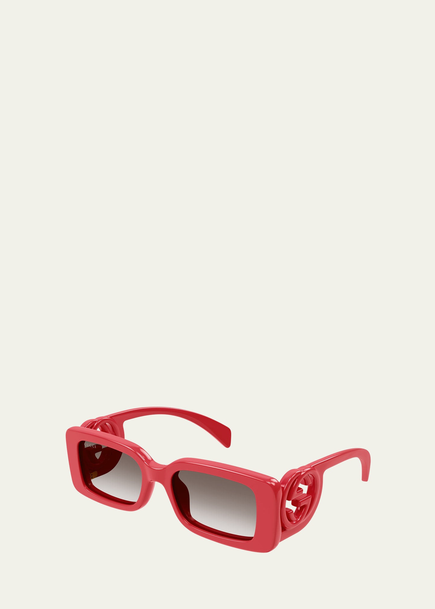 Gucci Gg Rectangle Acetate Sunglasses In Red