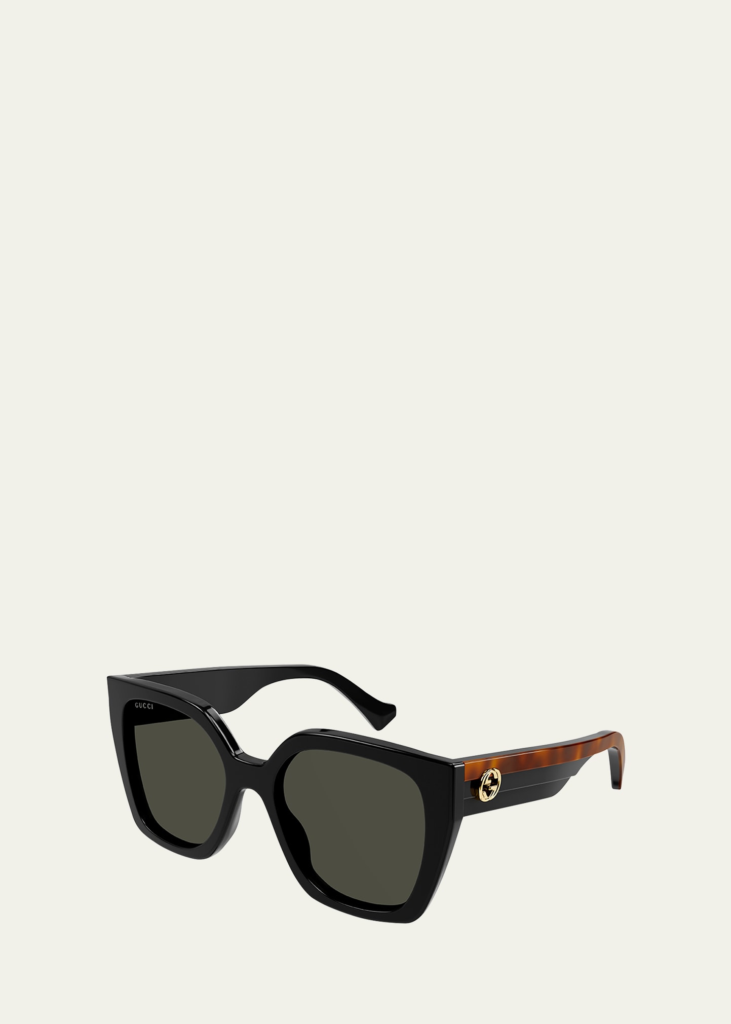 Gucci Color-block Gg Injection Plastic Cat-eye Sunglasses In Black