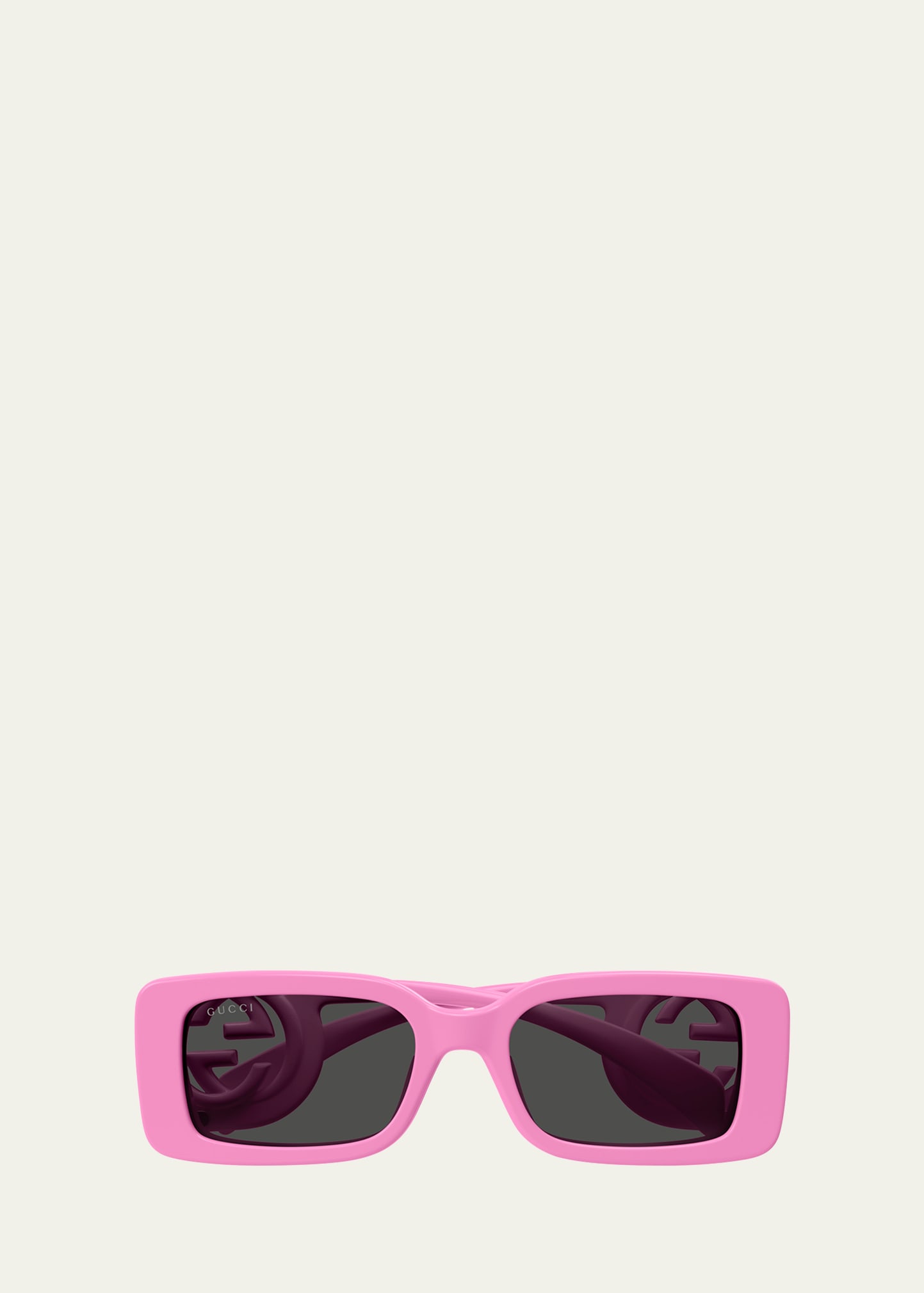Gucci Monochrome Gg Rectangle Acetate Sunglasses In Shiny Pink