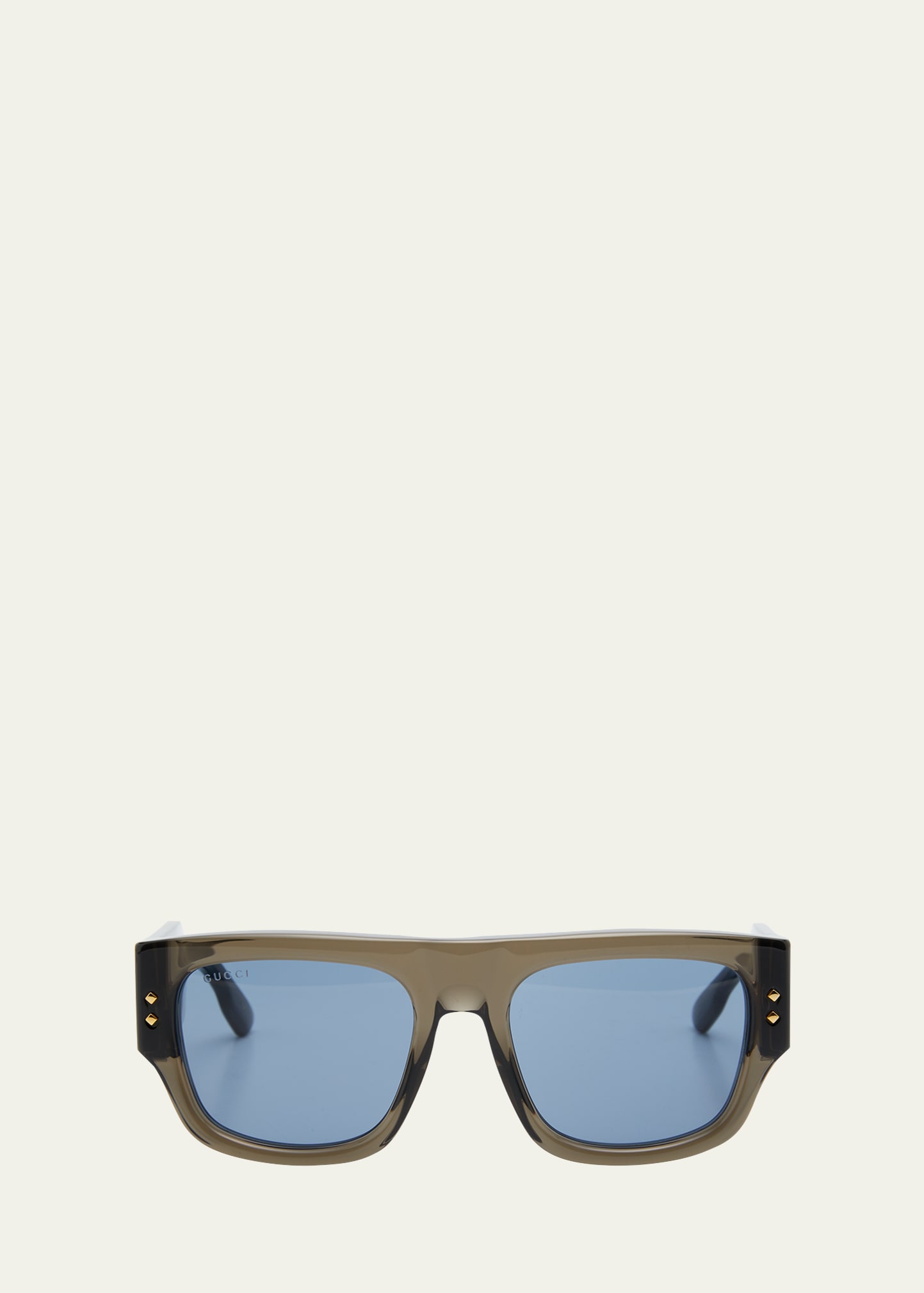 Shop Gucci Men's Oversized Rectangle Sunglasses In Grey