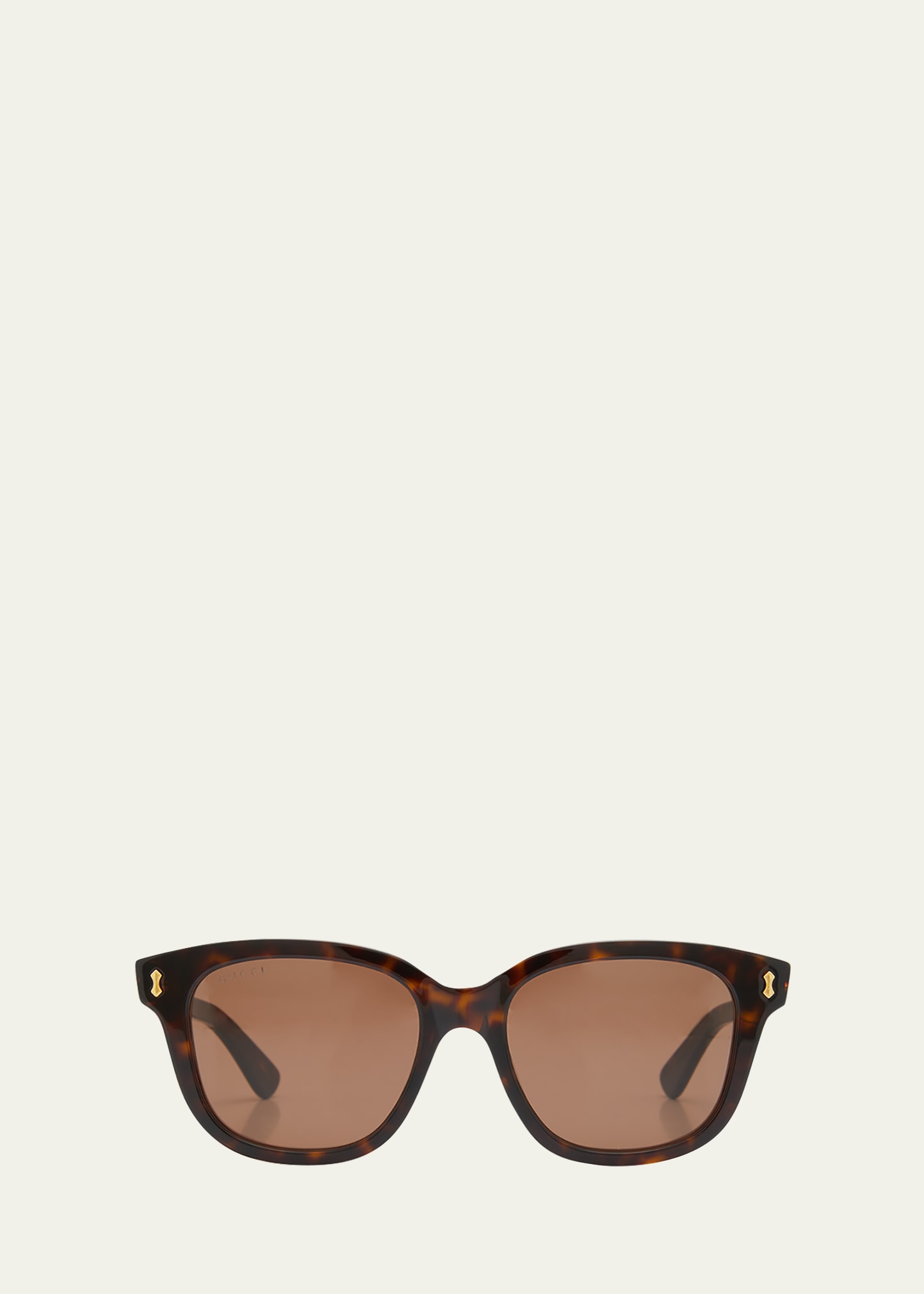 Gucci Men's Temple Logo Rectangle Sunglasses In Havana