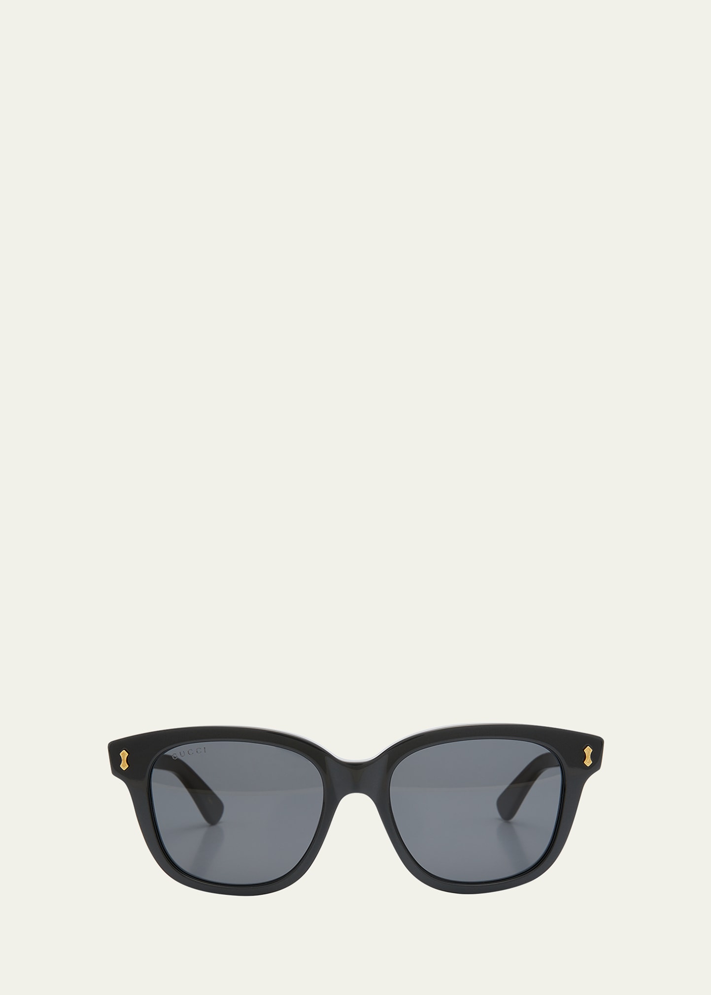 Shop Gucci Men's Temple Logo Rectangle Sunglasses In Black